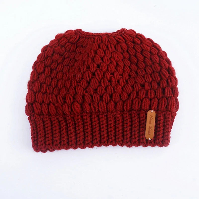 Women's Knitted Winter Ponytail Hats