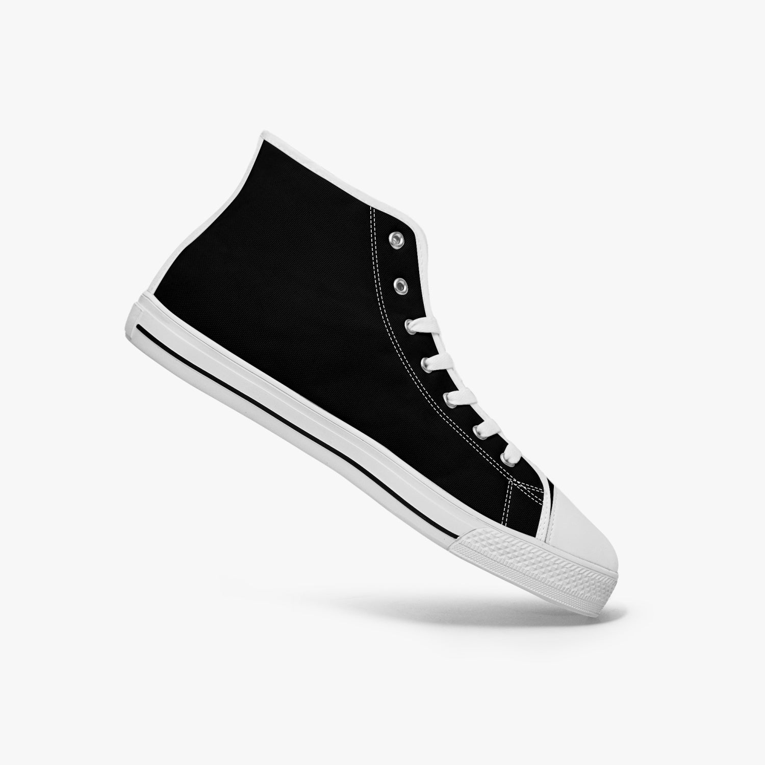 Black and White/Black High-top Canvas Sneakers - NocturnalExpressions