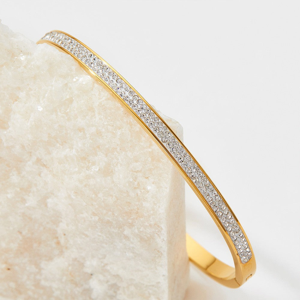 18K Gold Exquisite and Dazzling Double-row Diamond-studded Baby's Breath Design Bracelet - NocturnalExpressions