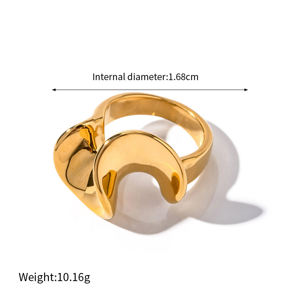 18K Gold Trendy Exaggerated Irregular Shape/Love Shape Design Light Luxury Style Rings - choose from a variety - NocturnalExpressions