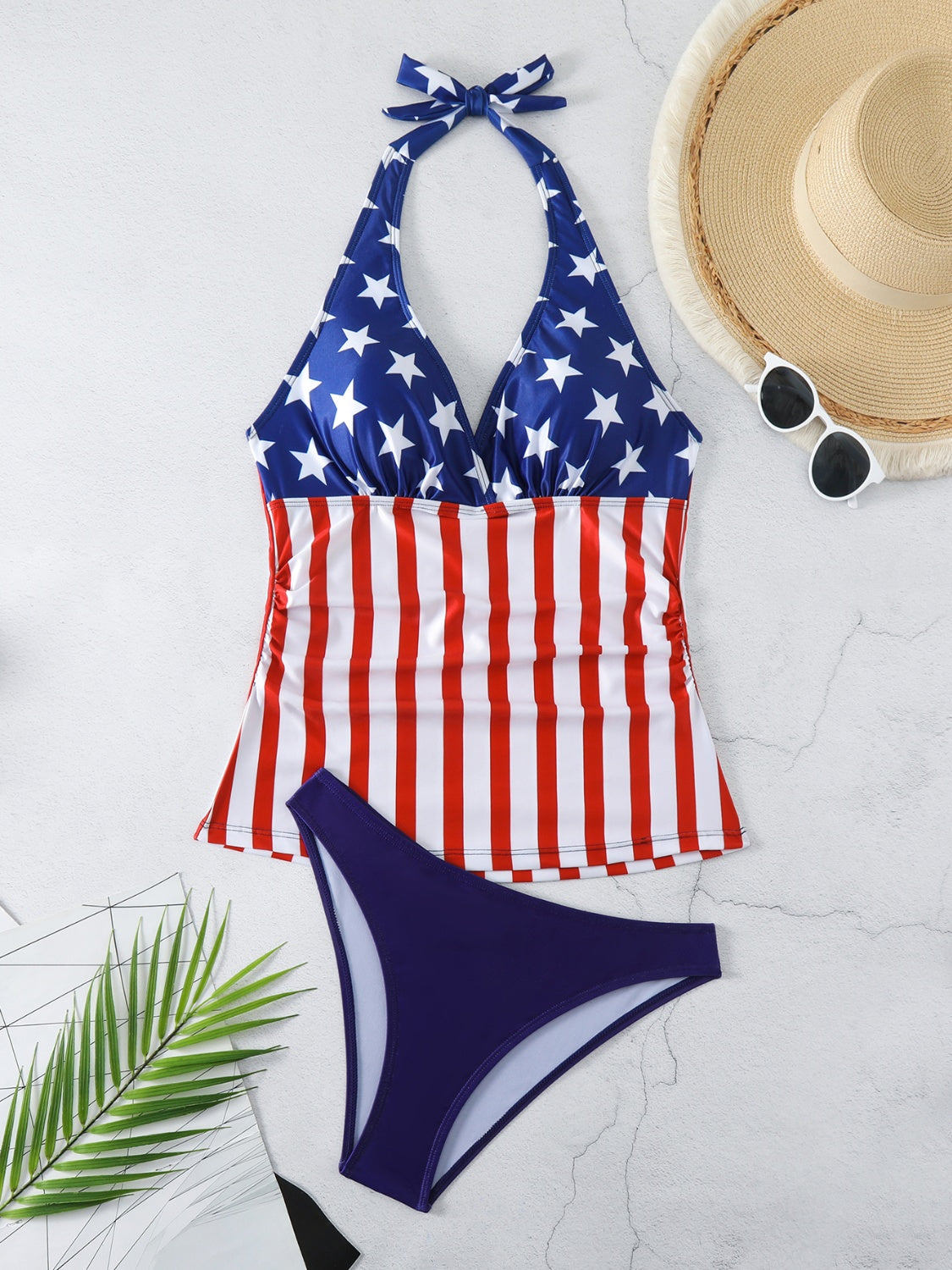 Star & Stripes Halter Neck Two-Piece Swim Set - NocturnalExpressions