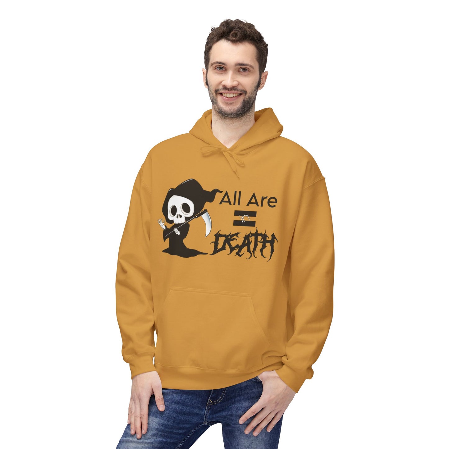 All Are Equal In Death Typographical Art Unisex Softstyle Fleece Hoodie