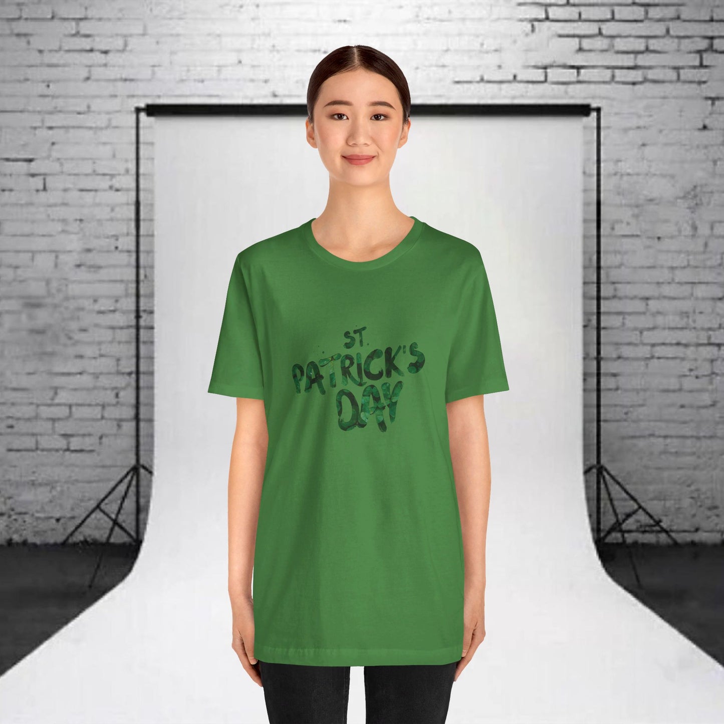 St Patrick's Day Shamrocks Typography Graphic Design Jersey Short Sleeve Tee