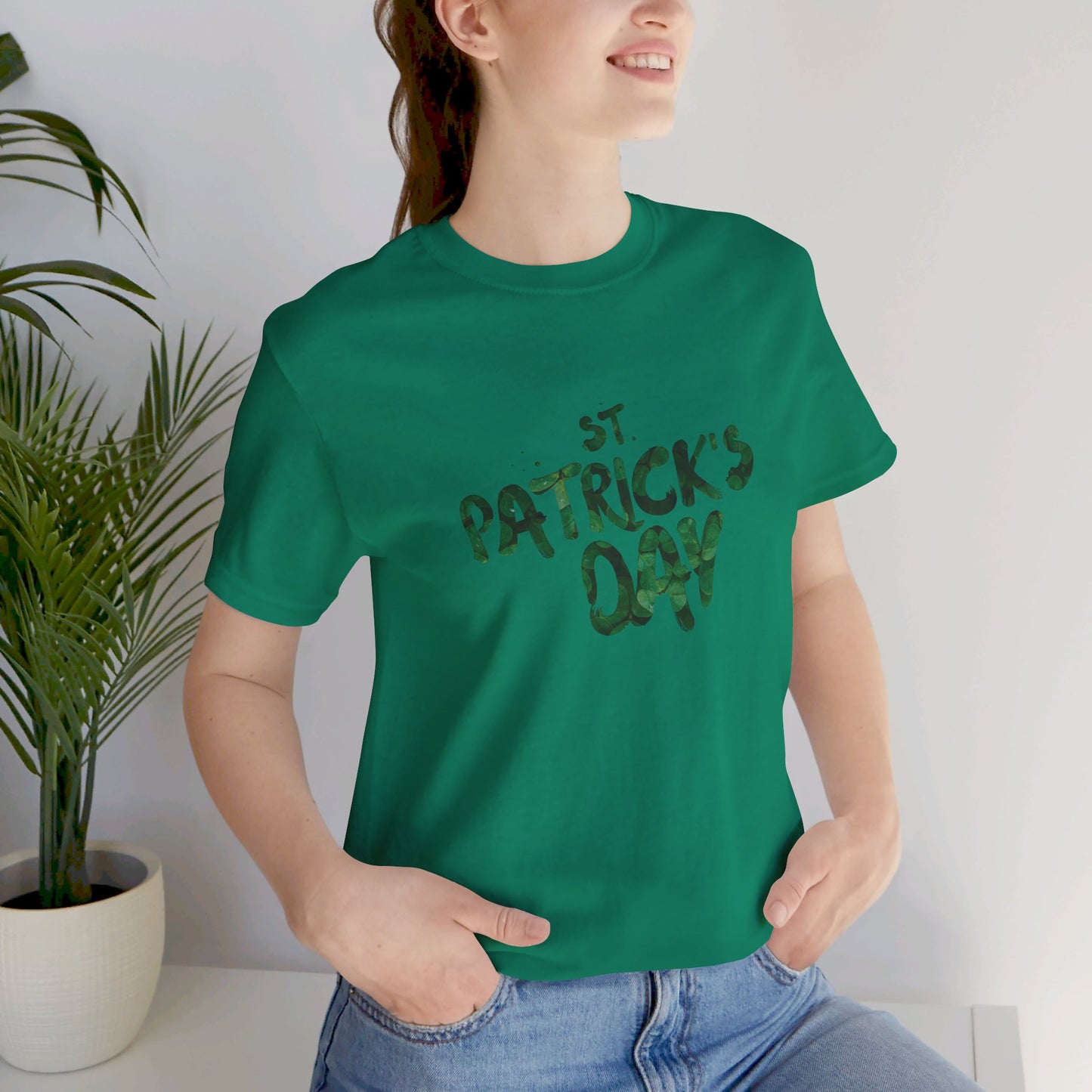 St Patrick's Day Shamrocks Typography Graphic Design Jersey Short Sleeve Tee