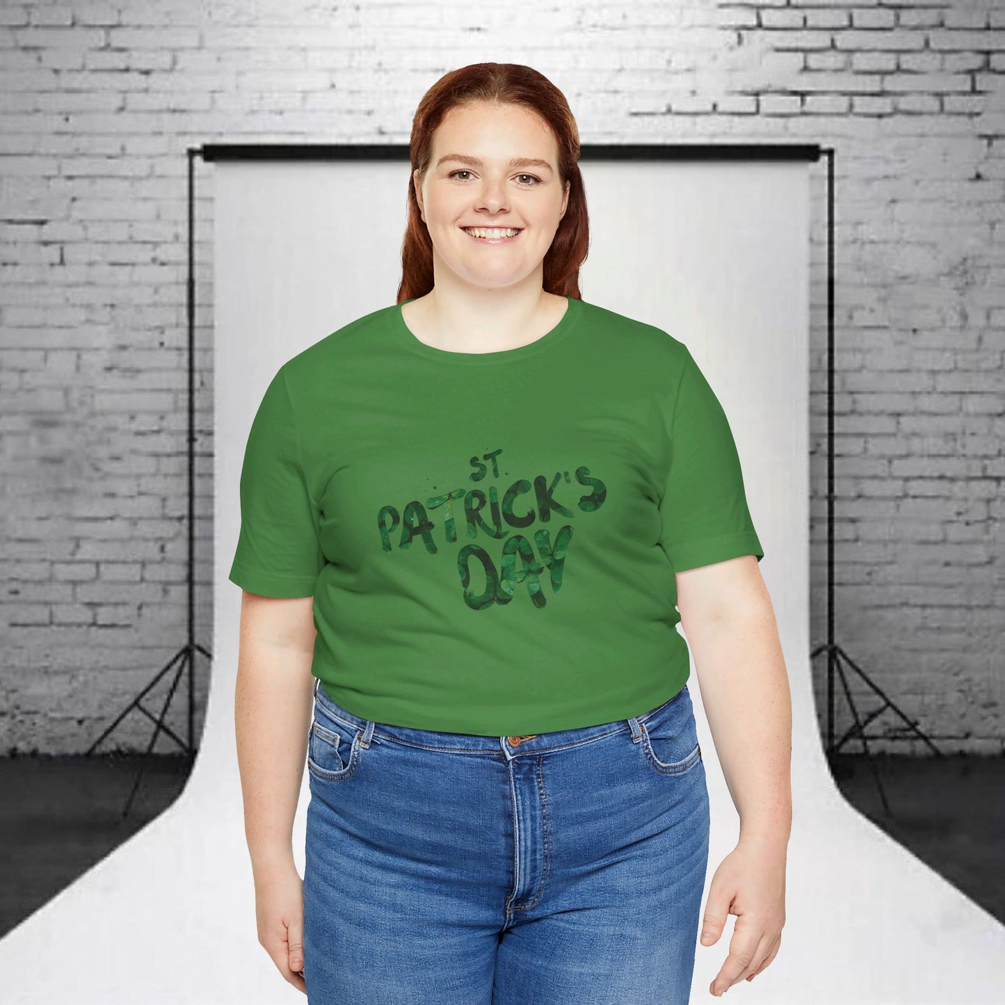 St Patrick's Day Shamrocks Typography Graphic Design Jersey Short Sleeve Tee