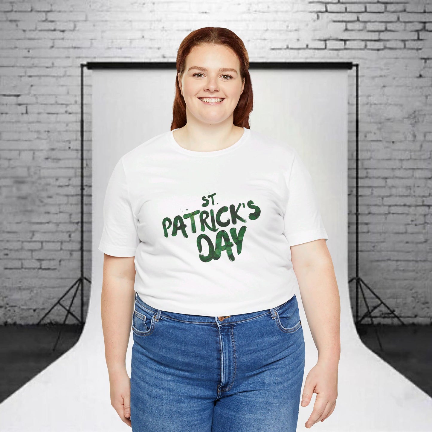 St Patrick's Day Shamrocks Typography Graphic Design Jersey Short Sleeve Tee