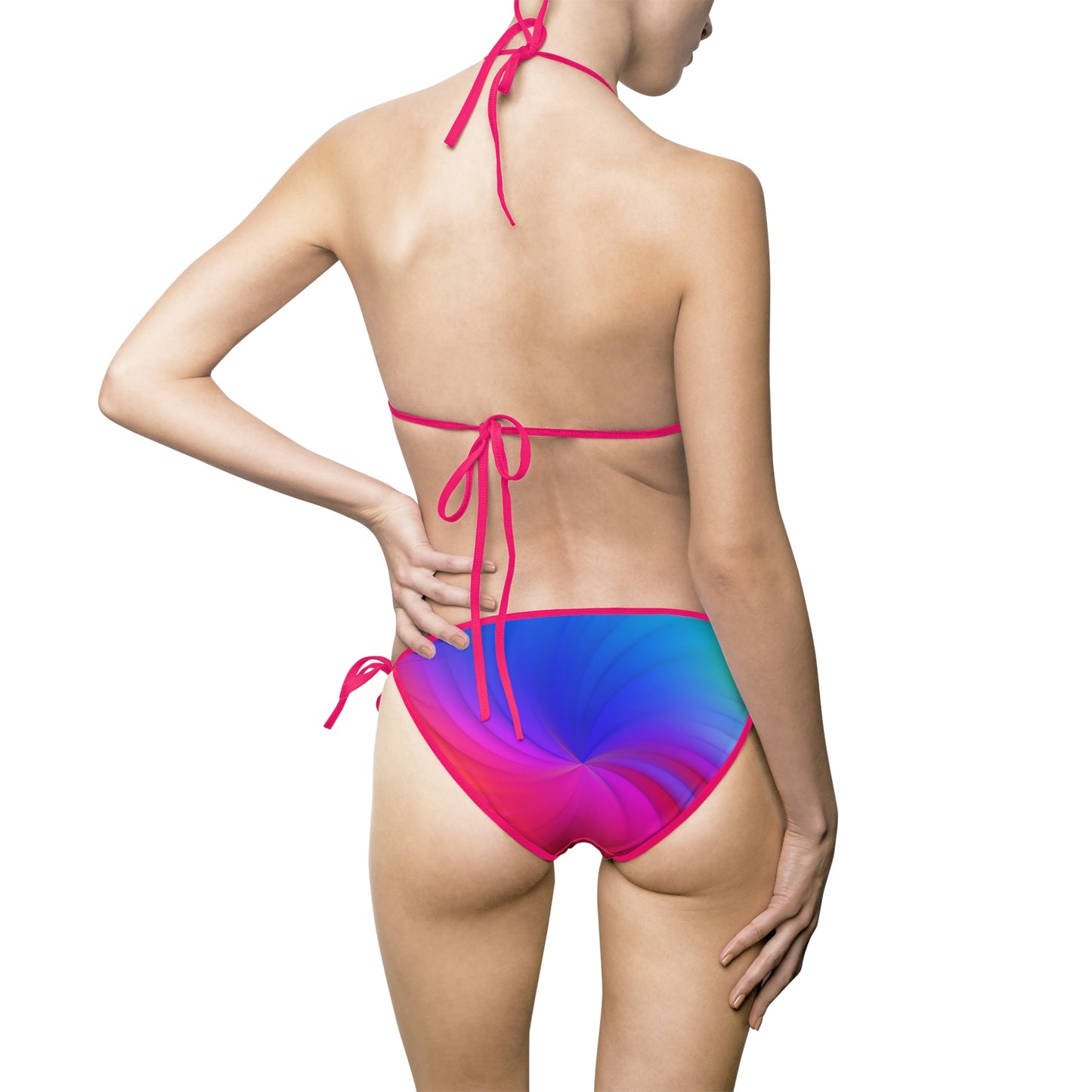 Women's Multicolored Gradient Starburst Spiral Graphic Design Bikini Swimsuit - NocturnalExpressions