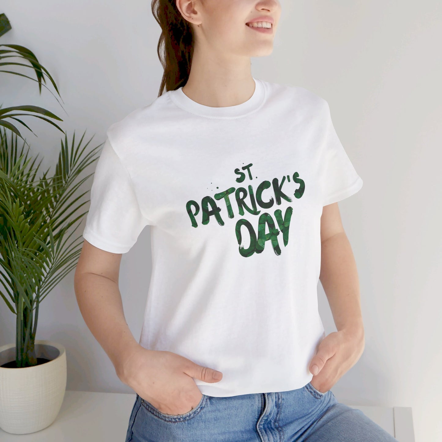 St Patrick's Day Shamrocks Typography Graphic Design Jersey Short Sleeve Tee