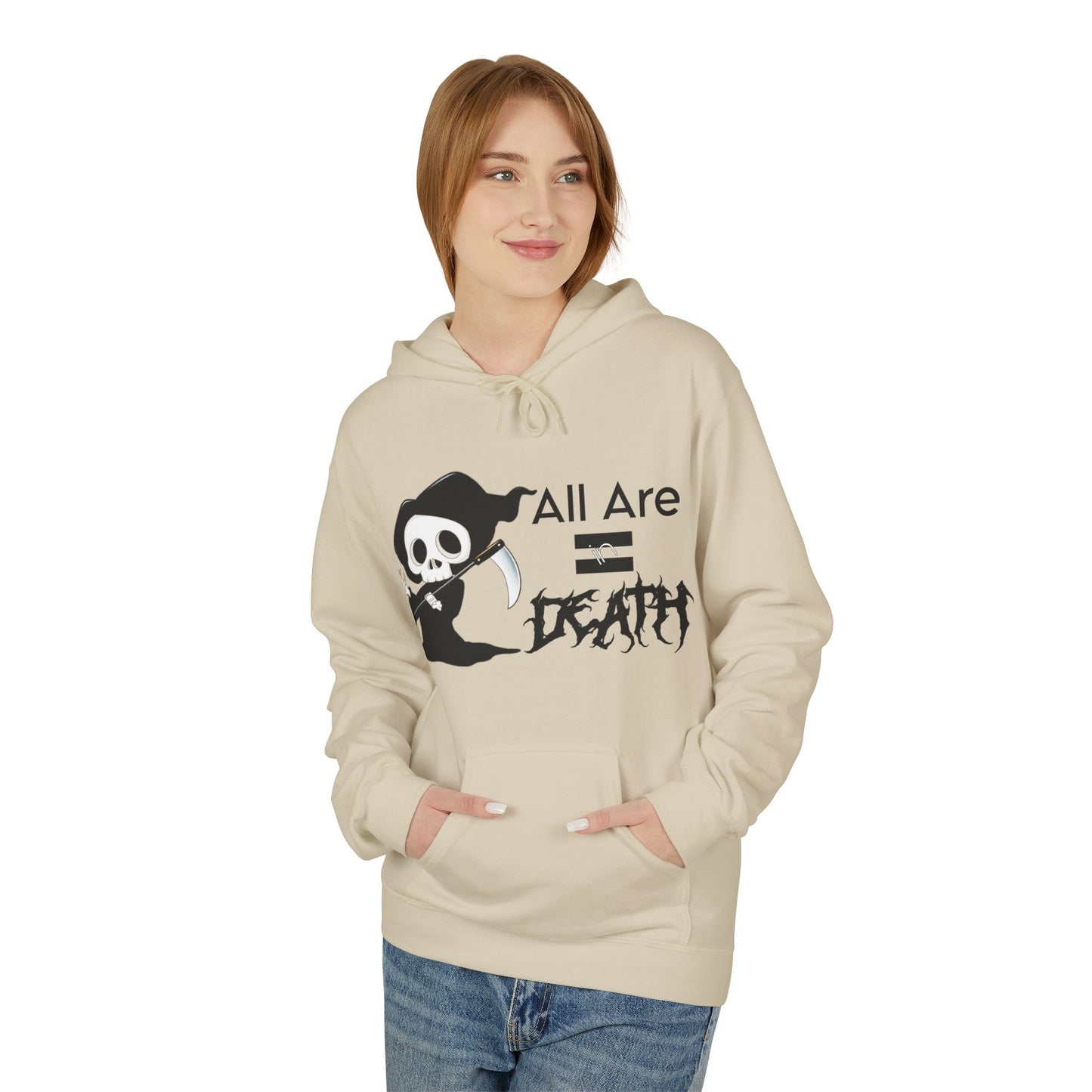 All Are Equal In Death Typographical Art Unisex Softstyle Fleece Hoodie