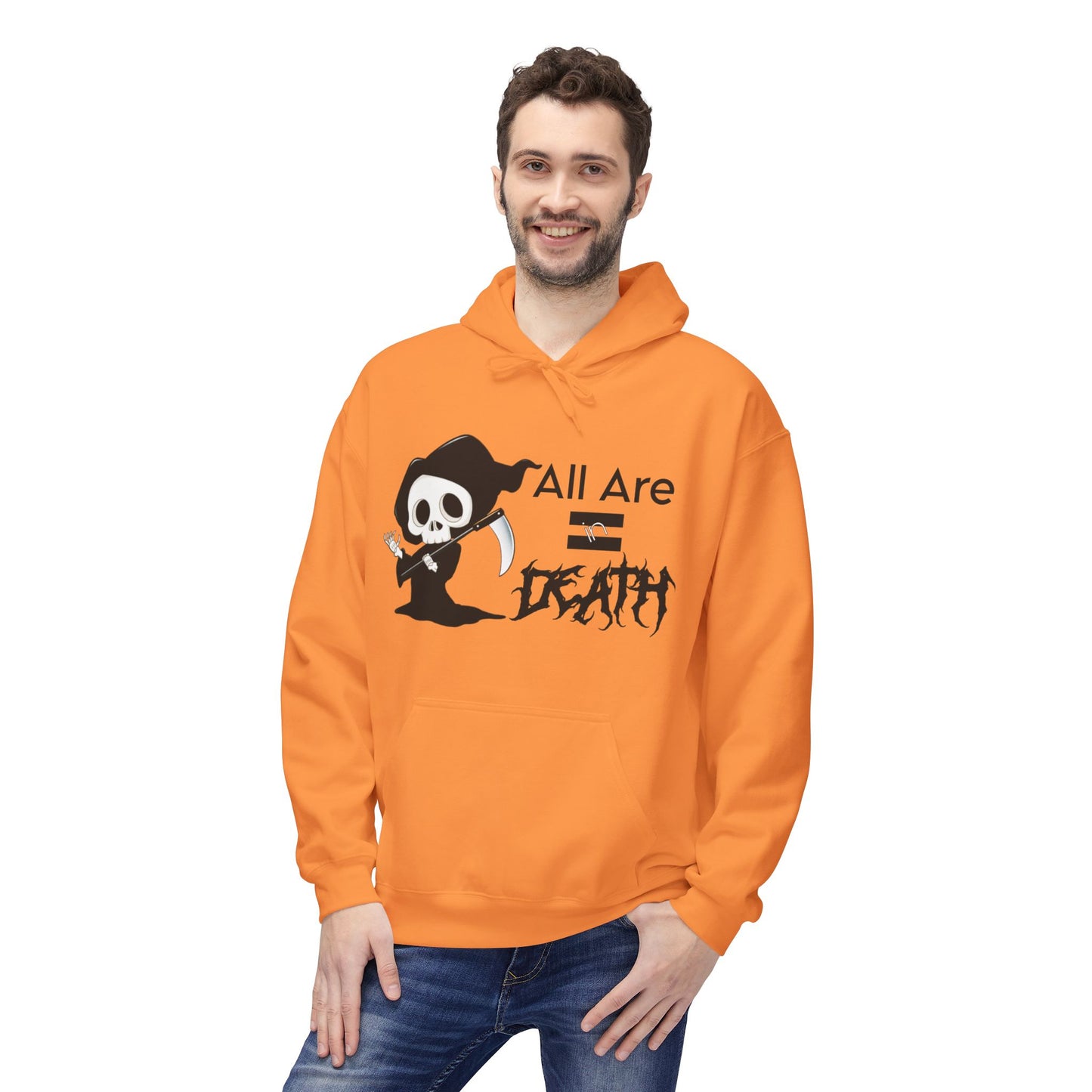 All Are Equal In Death Typographical Art Unisex Softstyle Fleece Hoodie