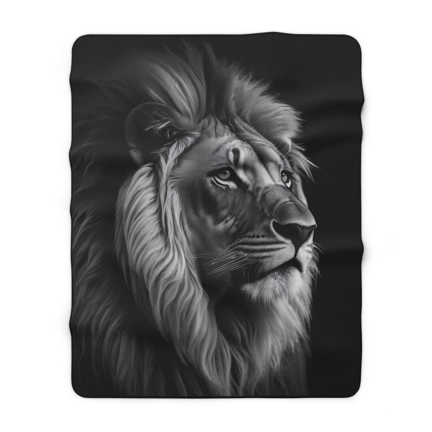 Black & White Lion Artwork Sherpa Fleece Blanket - NocturnalExpressions