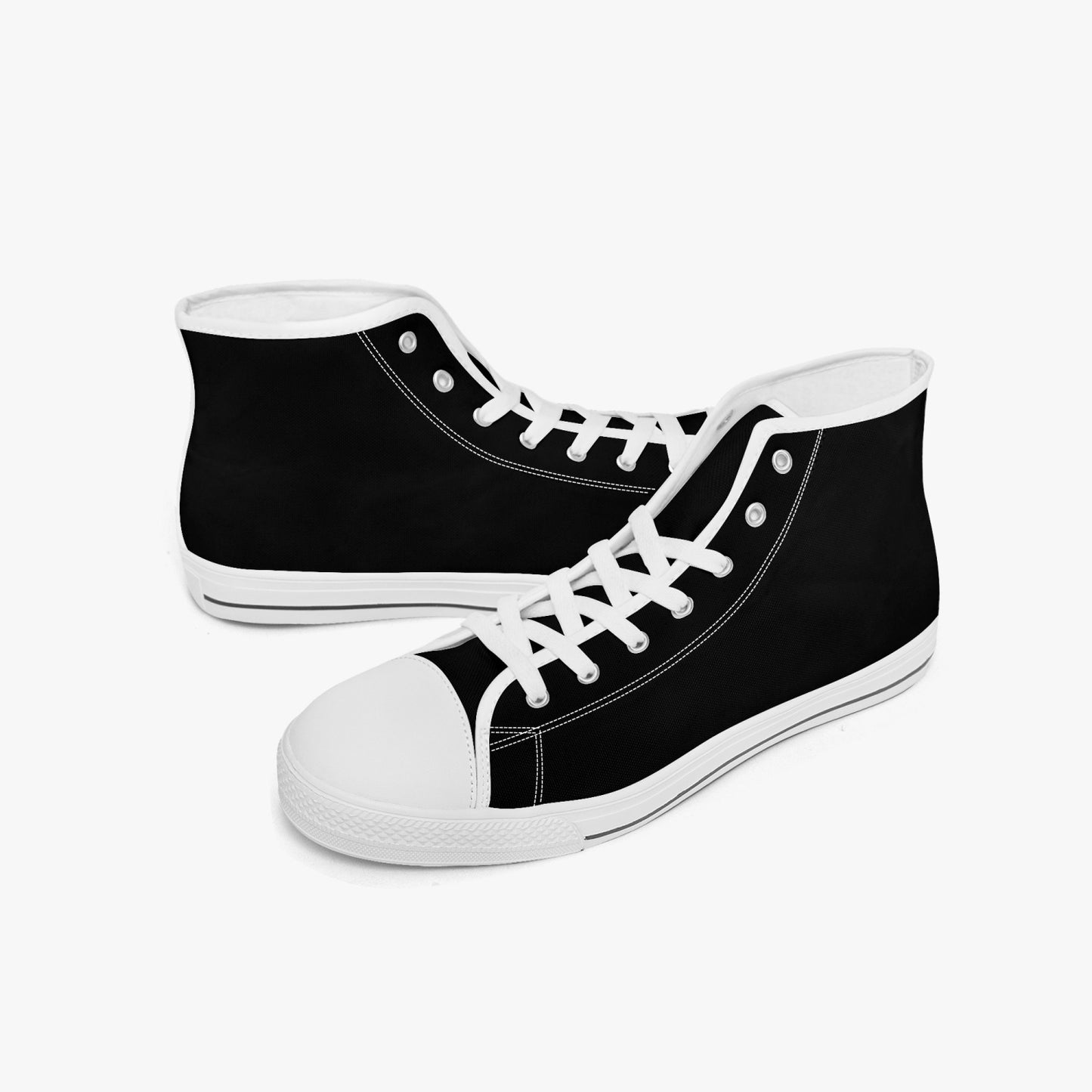 Black and White/Black High-top Canvas Sneakers - NocturnalExpressions