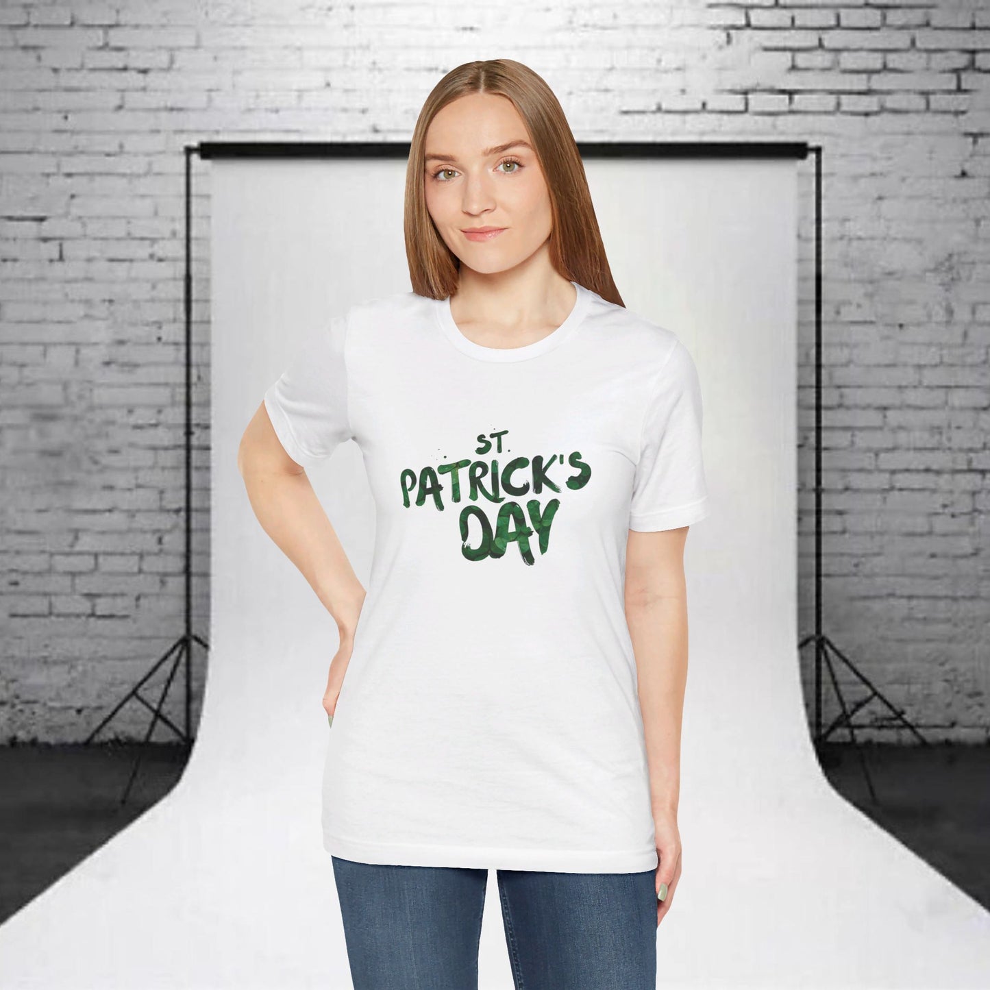 St Patrick's Day Shamrocks Typography Graphic Design Jersey Short Sleeve Tee