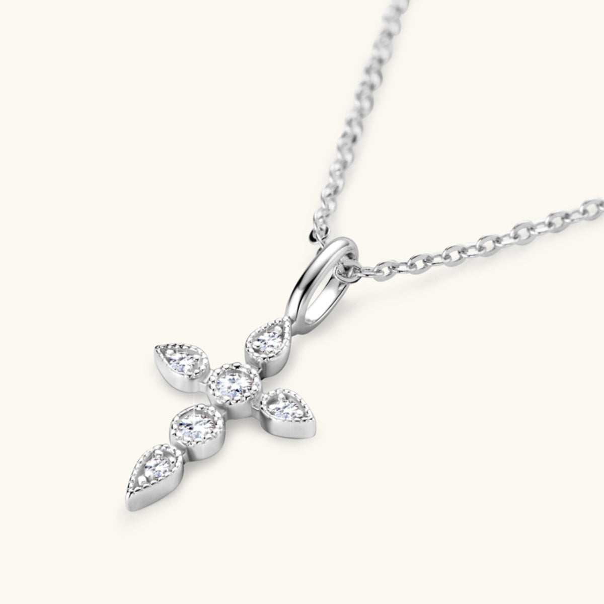 925 Sterling Silver Moissanite Cross Pendant Necklace - NocturnalExpressions