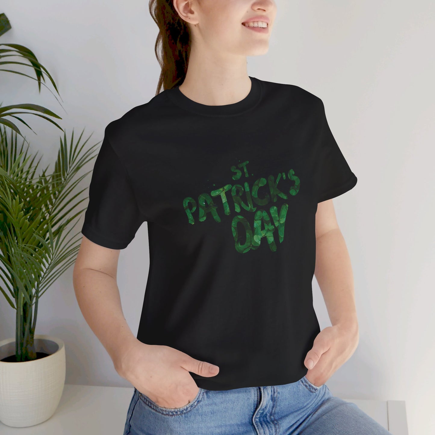 St Patrick's Day Shamrocks Typography Graphic Design Jersey Short Sleeve Tee