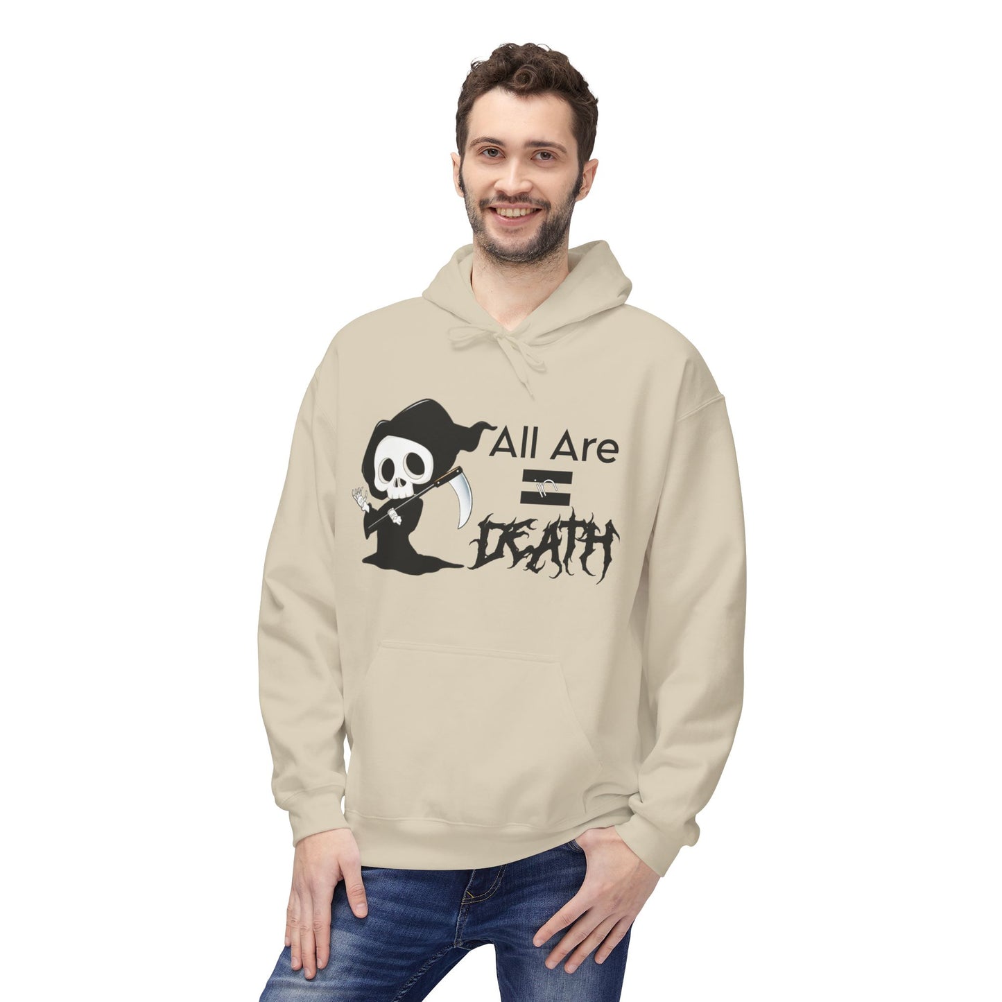 All Are Equal In Death Typographical Art Unisex Softstyle Fleece Hoodie