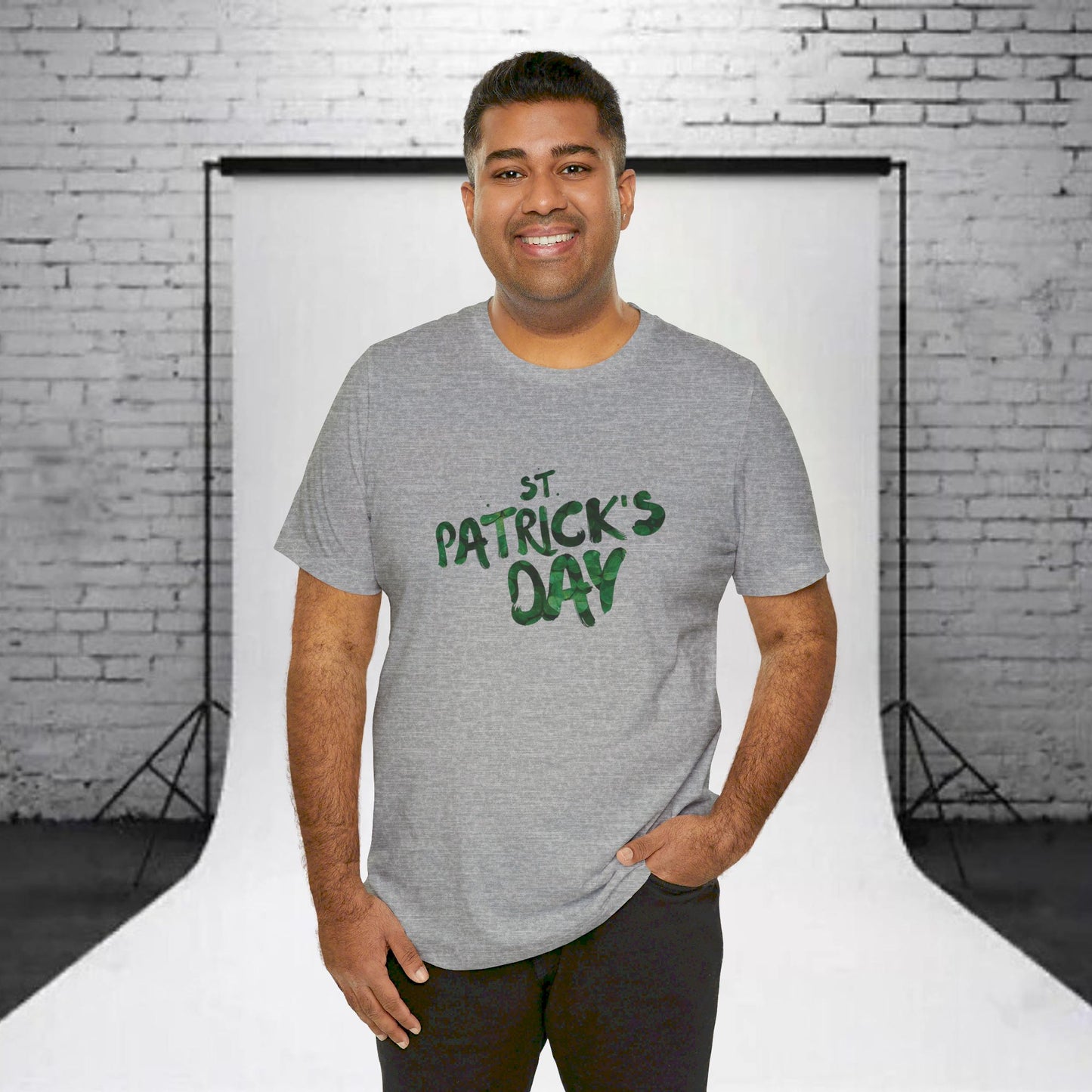 St Patrick's Day Shamrocks Typography Graphic Design Jersey Short Sleeve Tee