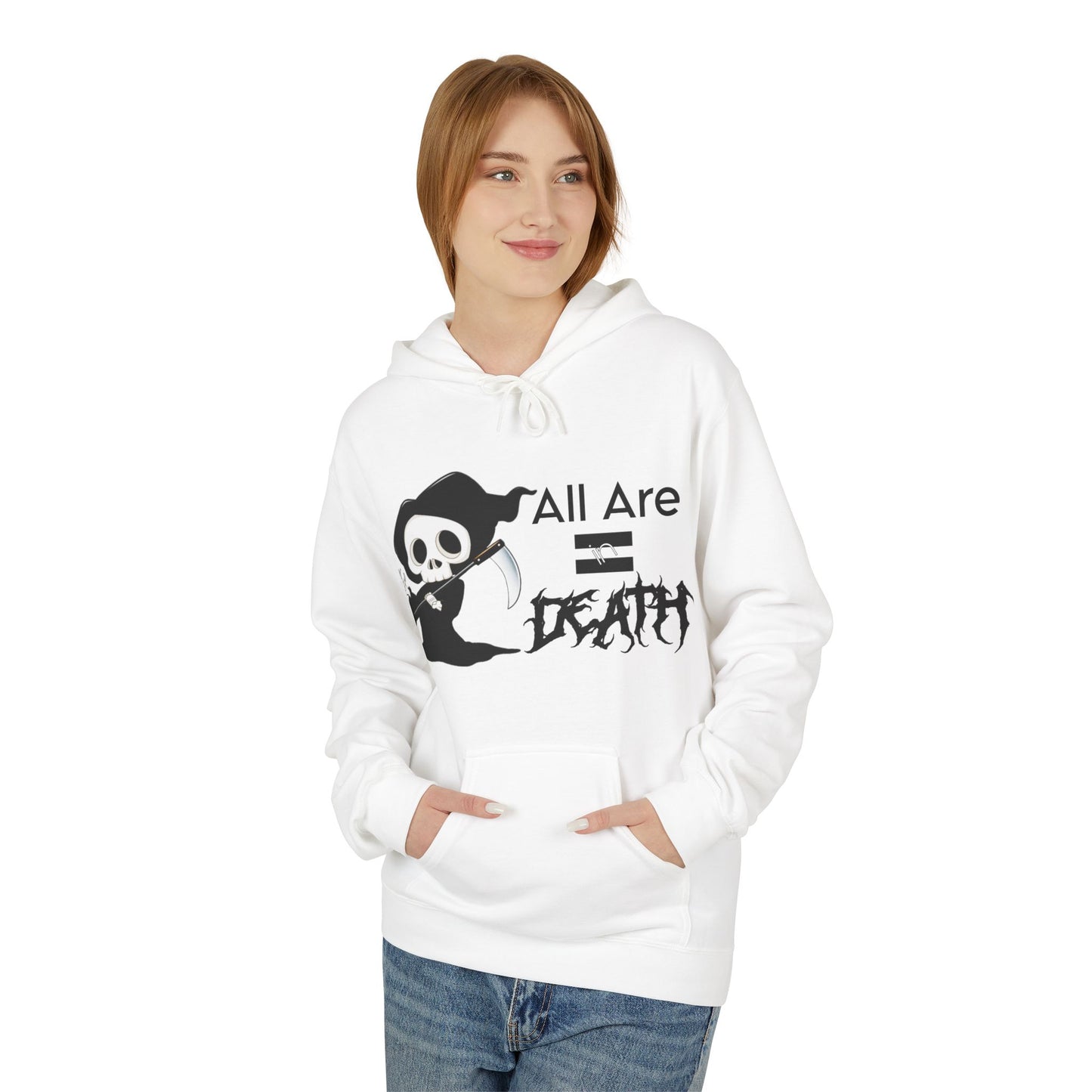 All Are Equal In Death Typographical Art Unisex Softstyle Fleece Hoodie