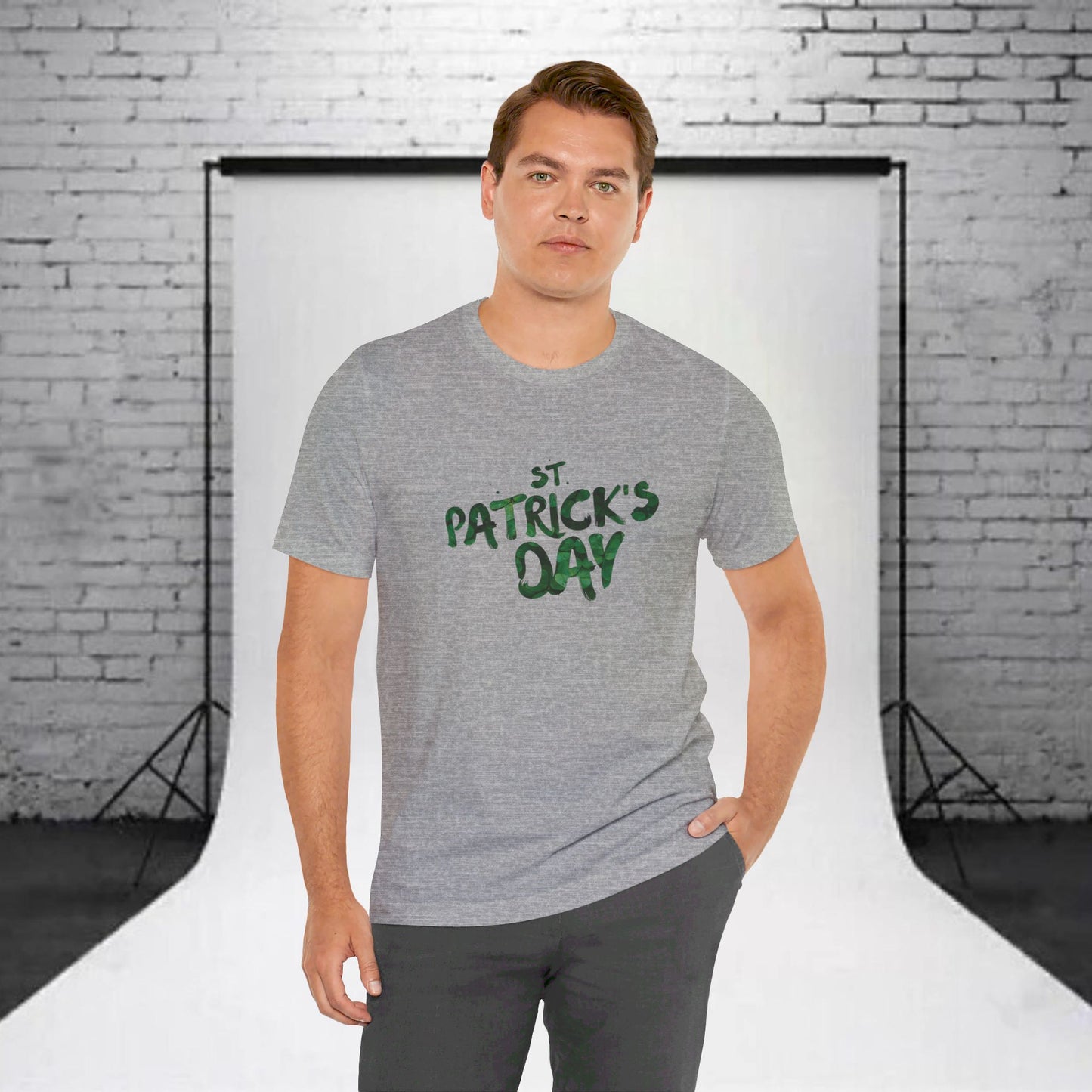 St Patrick's Day Shamrocks Typography Graphic Design Jersey Short Sleeve Tee