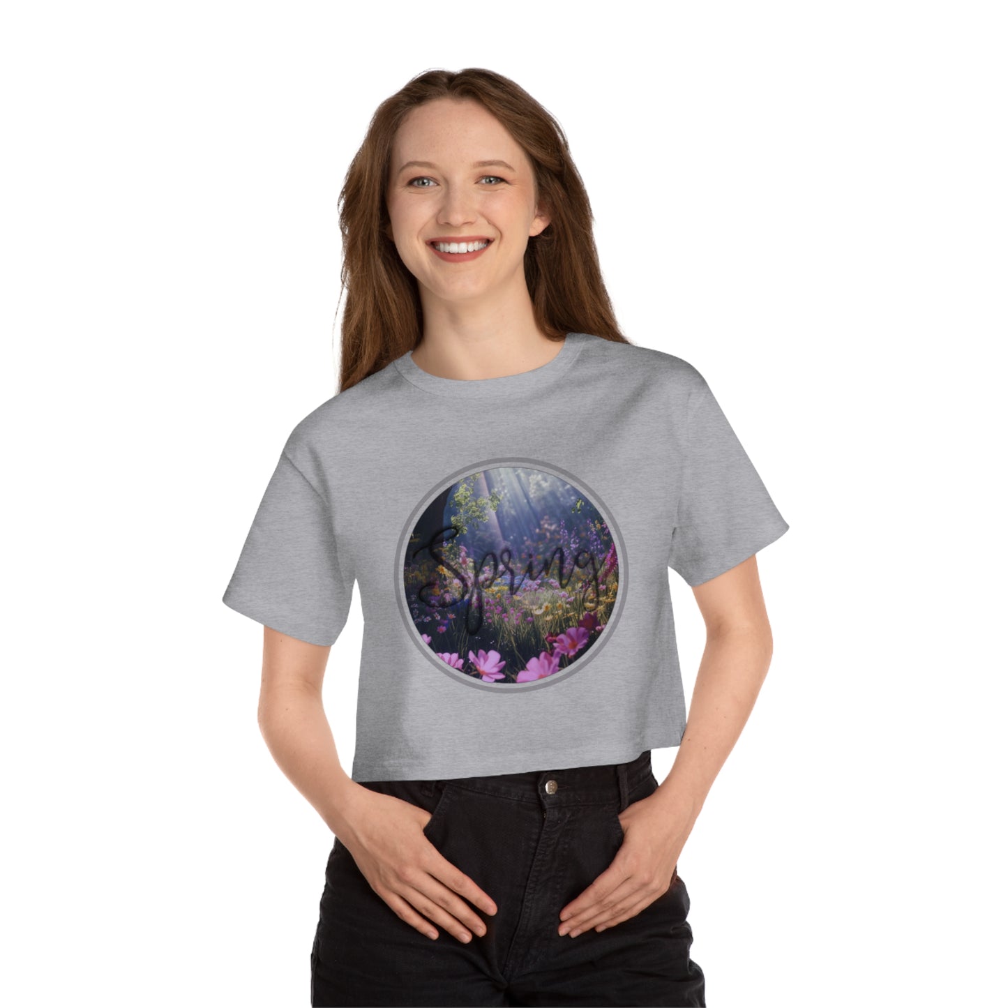 Spring Meadow Graphic Design Champion Women's Heritage Cropped T-Shirt - NocturnalExpressions