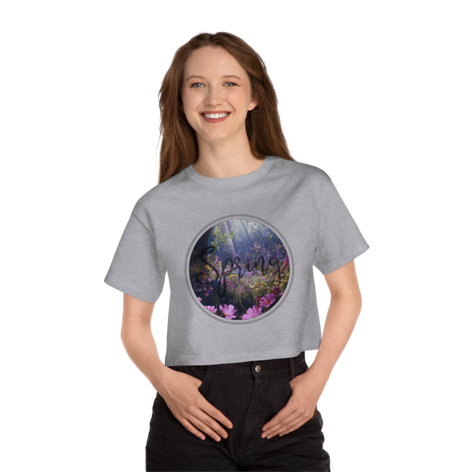 Spring Meadow Graphic Design Champion Women's Heritage Cropped T-Shirt - NocturnalExpressions