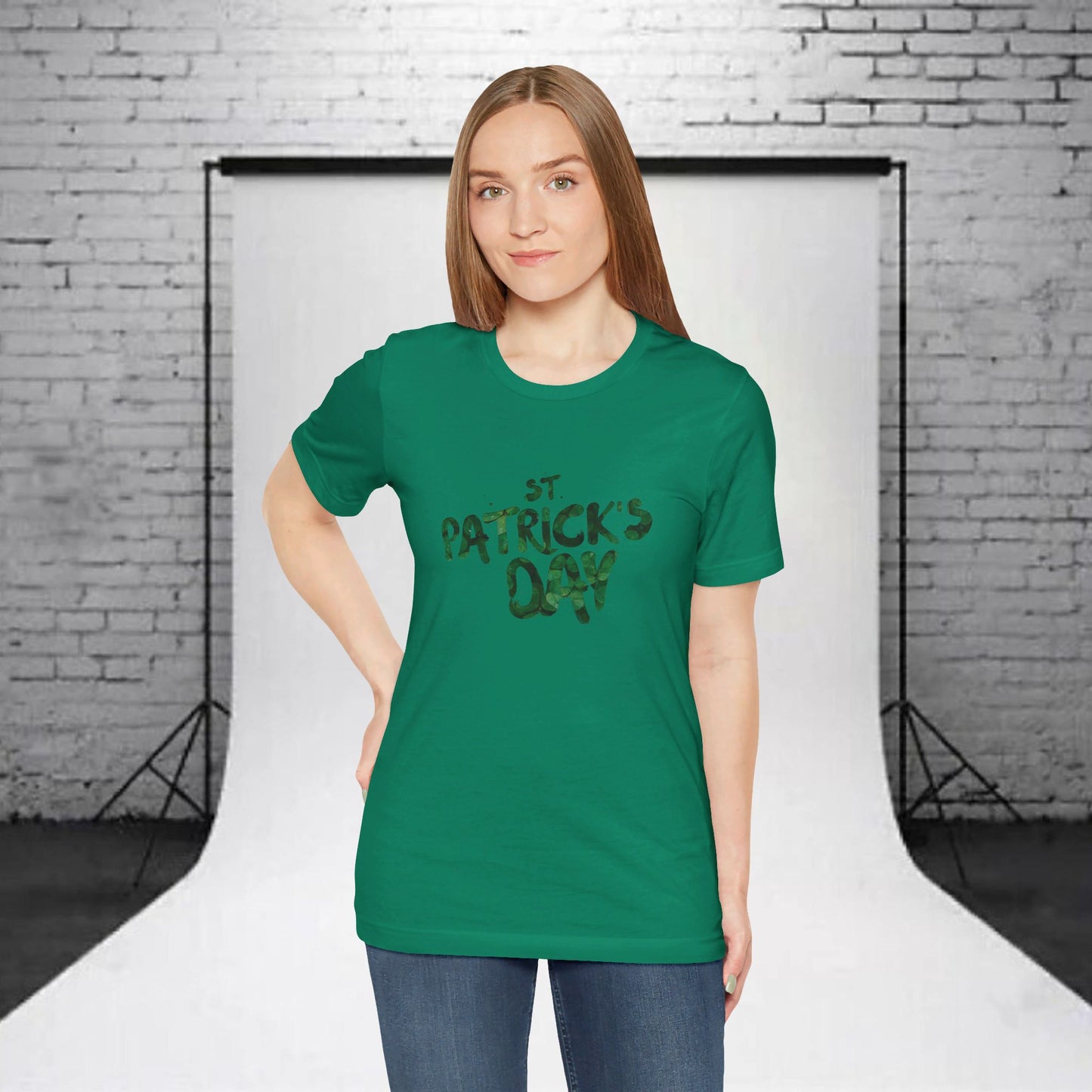 St Patrick's Day Shamrocks Typography Graphic Design Jersey Short Sleeve Tee