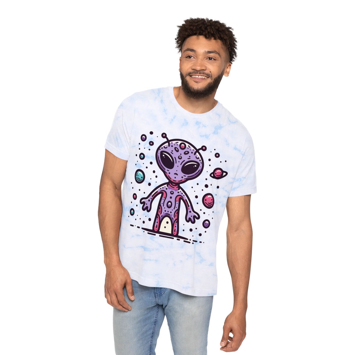 Alien Typographical Art Fashion Tie-Dyed T-Shirt