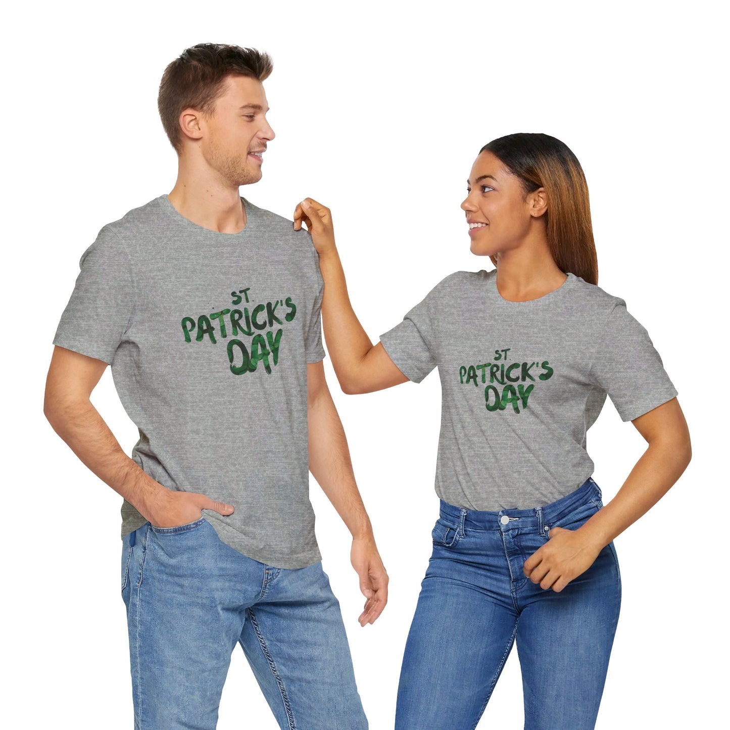 St Patrick's Day Shamrocks Typography Graphic Design Jersey Short Sleeve Tee