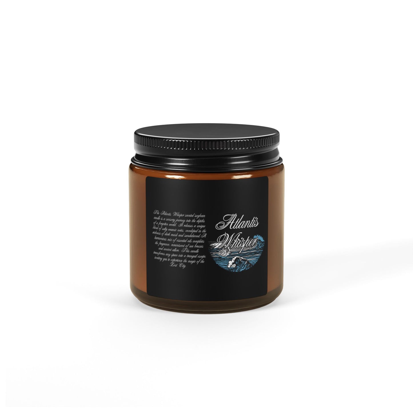 Atlantis Whisper Scented Soy Candle (Multi-Size:4 & 9oz, Amber Jar)