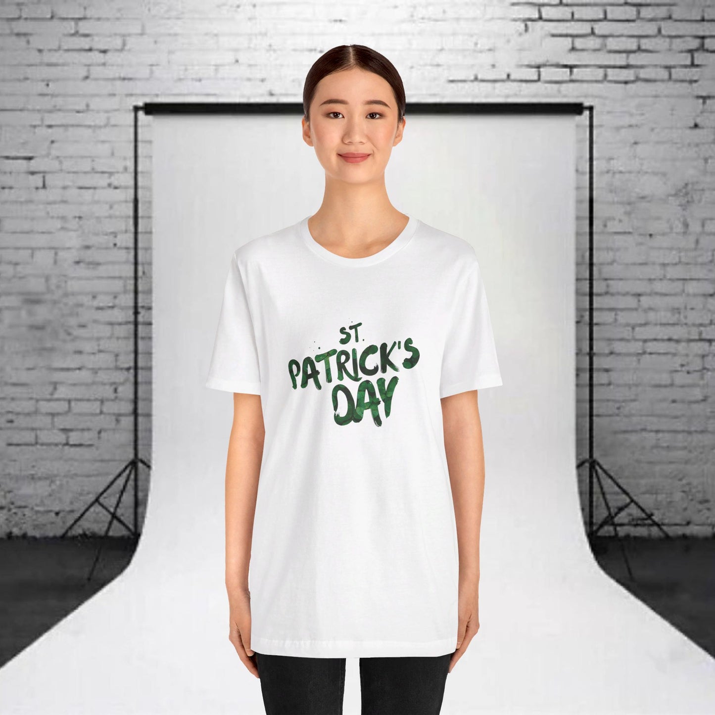 St Patrick's Day Shamrocks Typography Graphic Design Jersey Short Sleeve Tee