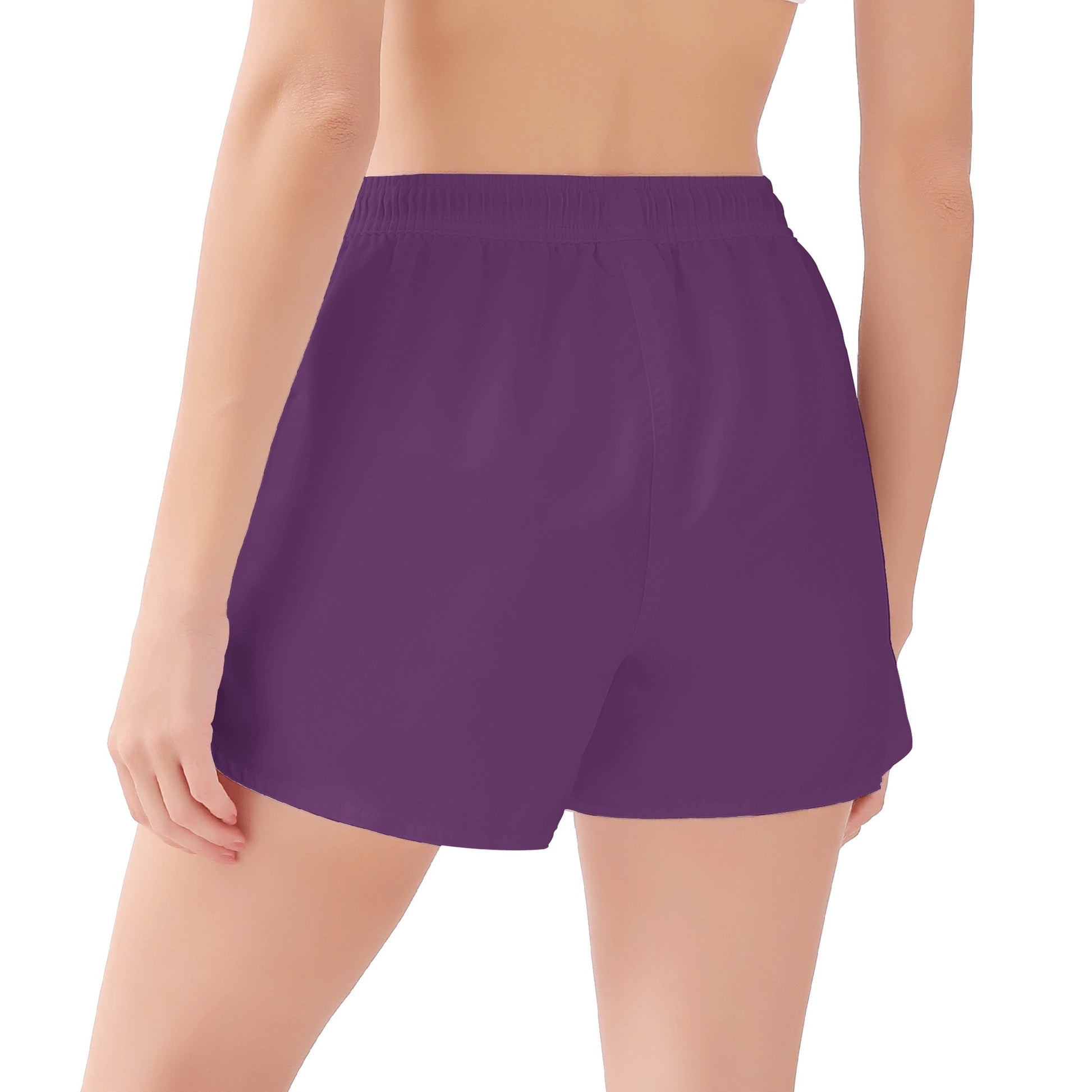 Women's Purple & White Palm Trees Graphic Design Casual Beach Shorts - NocturnalExpressions