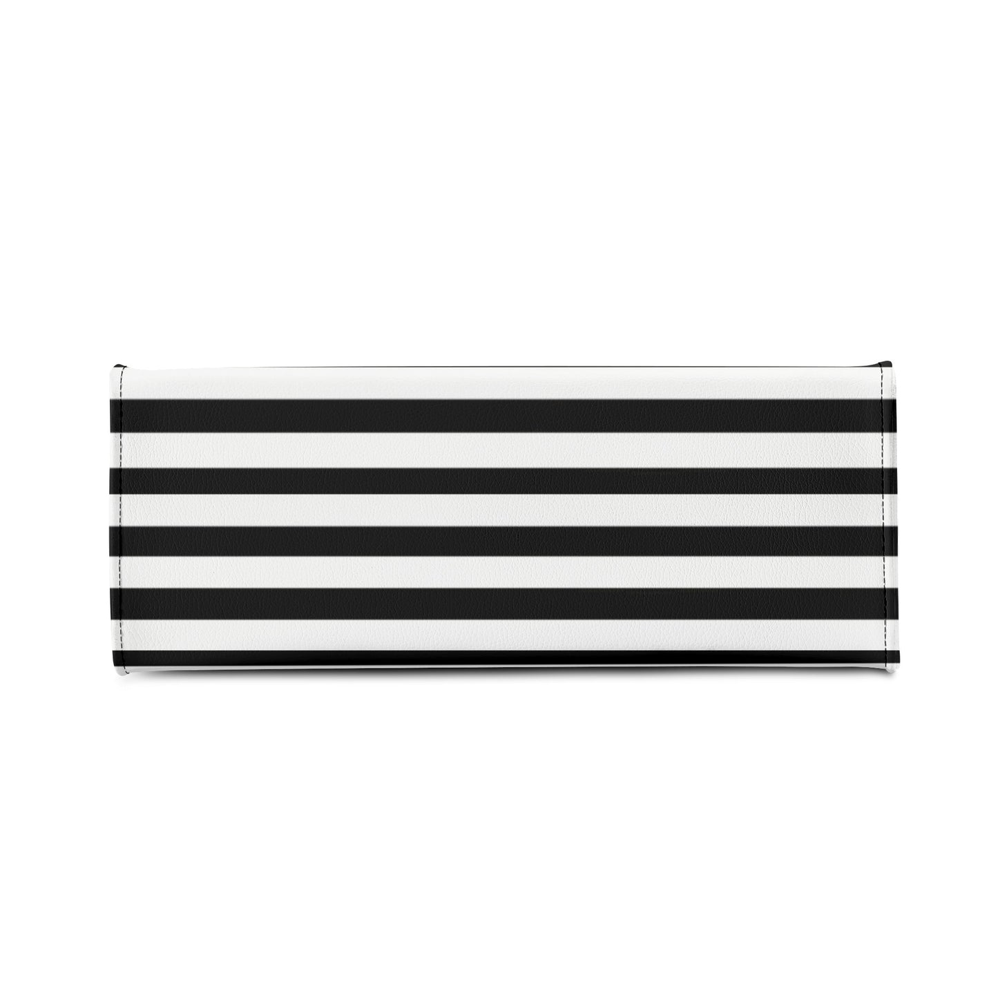 Black & White Vertically Striped Floral Graphic Luxury Women PU Leather Handbag - NocturnalExpressions