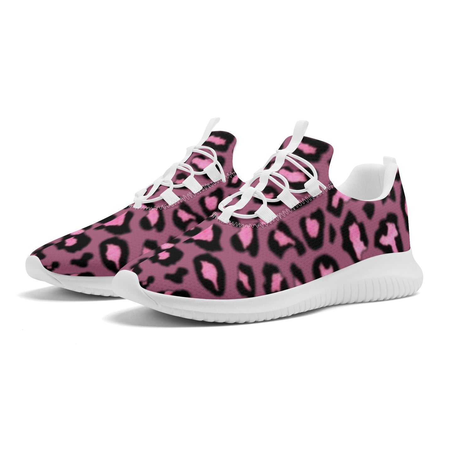 Women's Purple & Pink Leopard Print Lace Up Front Runing Shoes - NocturnalExpressions