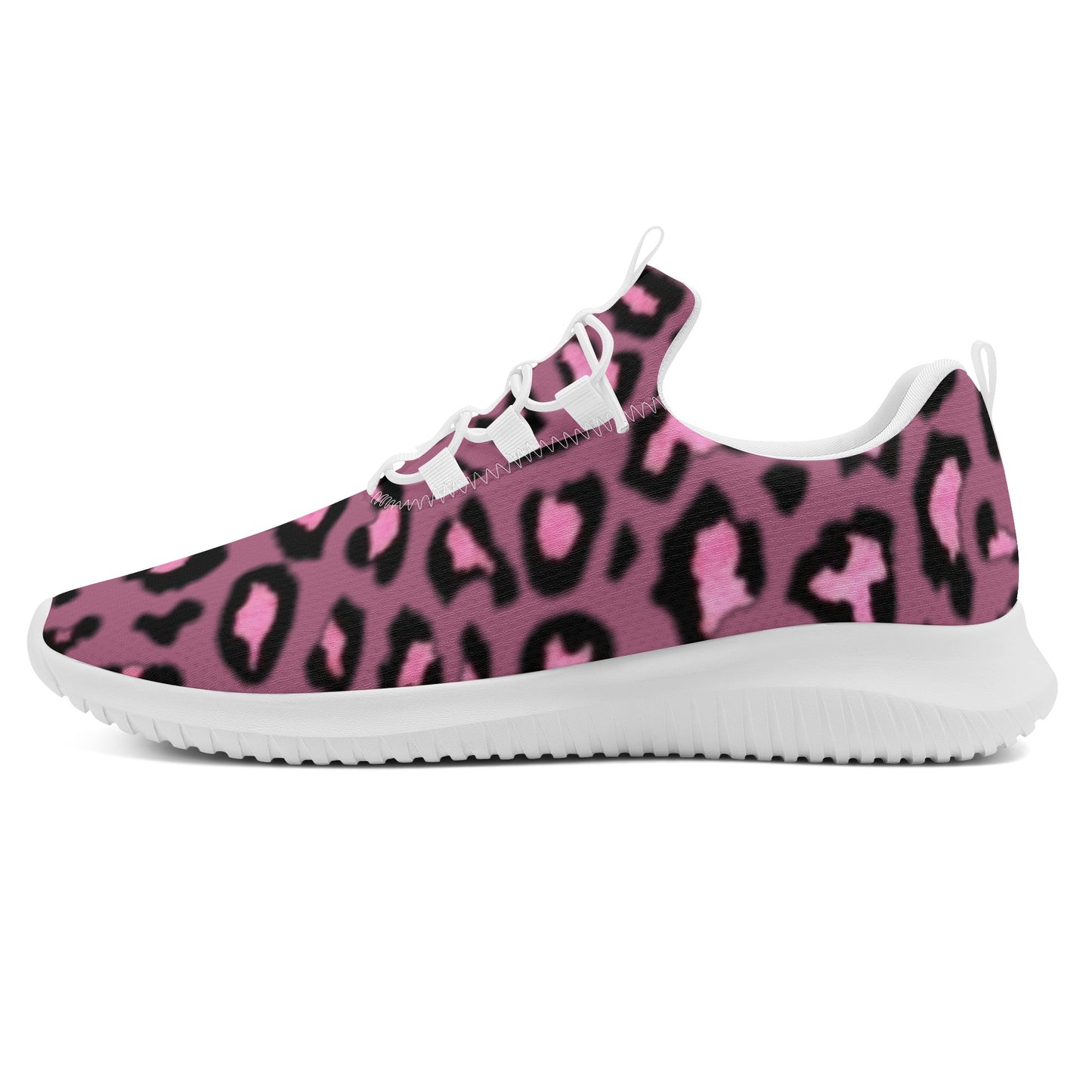 Women's Purple & Pink Leopard Print Lace Up Front Runing Shoes - NocturnalExpressions