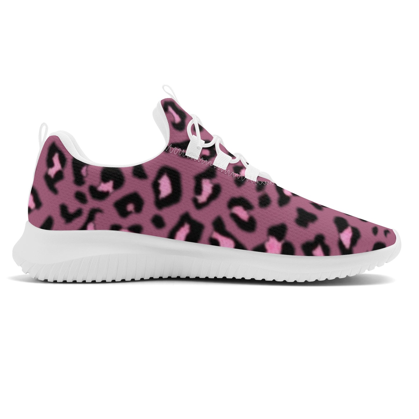 Women's Purple & Pink Leopard Print Lace Up Front Runing Shoes - NocturnalExpressions