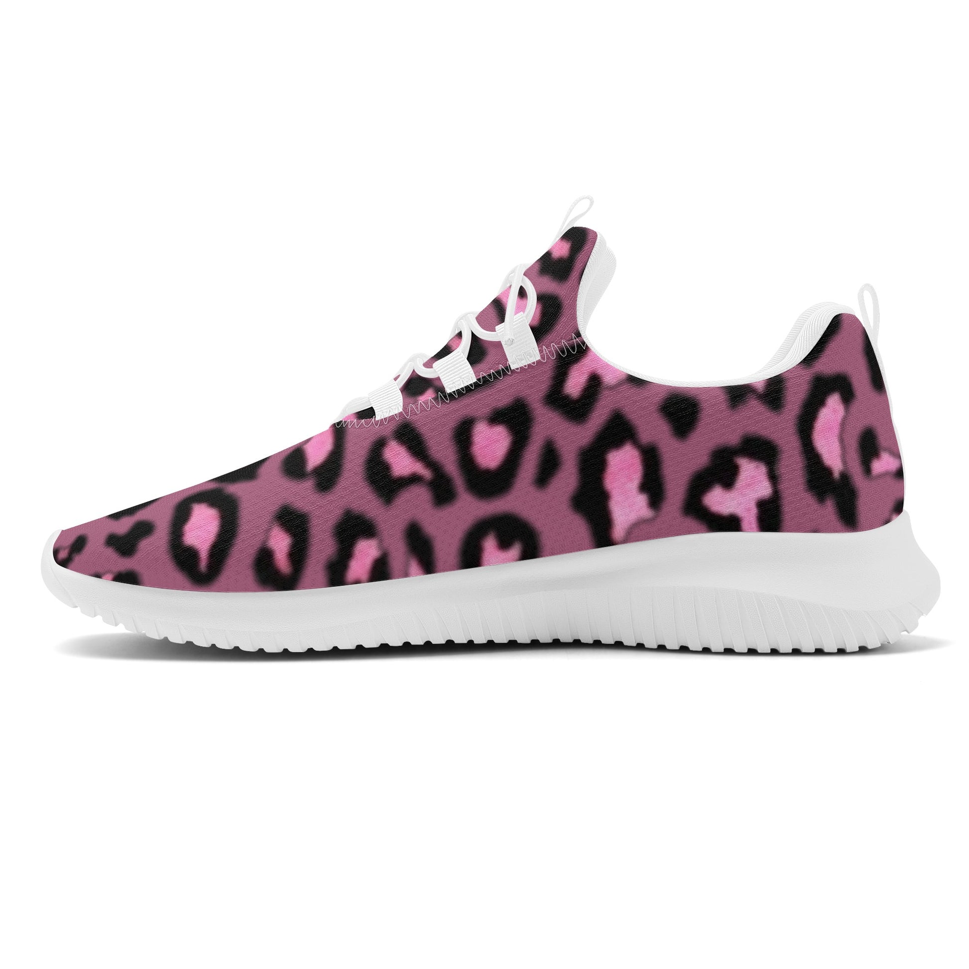 Women's Purple & Pink Leopard Print Lace Up Front Runing Shoes - NocturnalExpressions