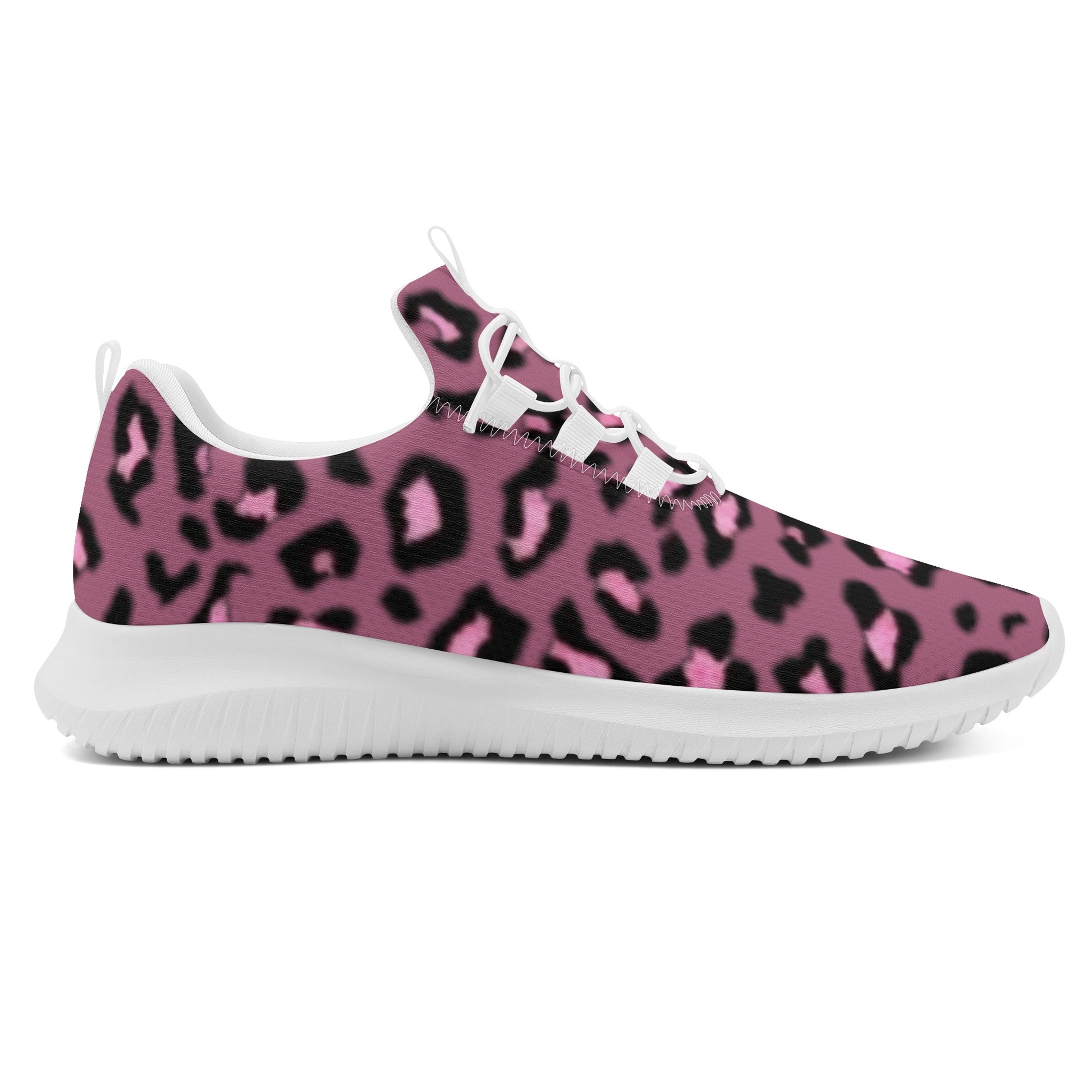 Women's Purple & Pink Leopard Print Lace Up Front Runing Shoes - NocturnalExpressions