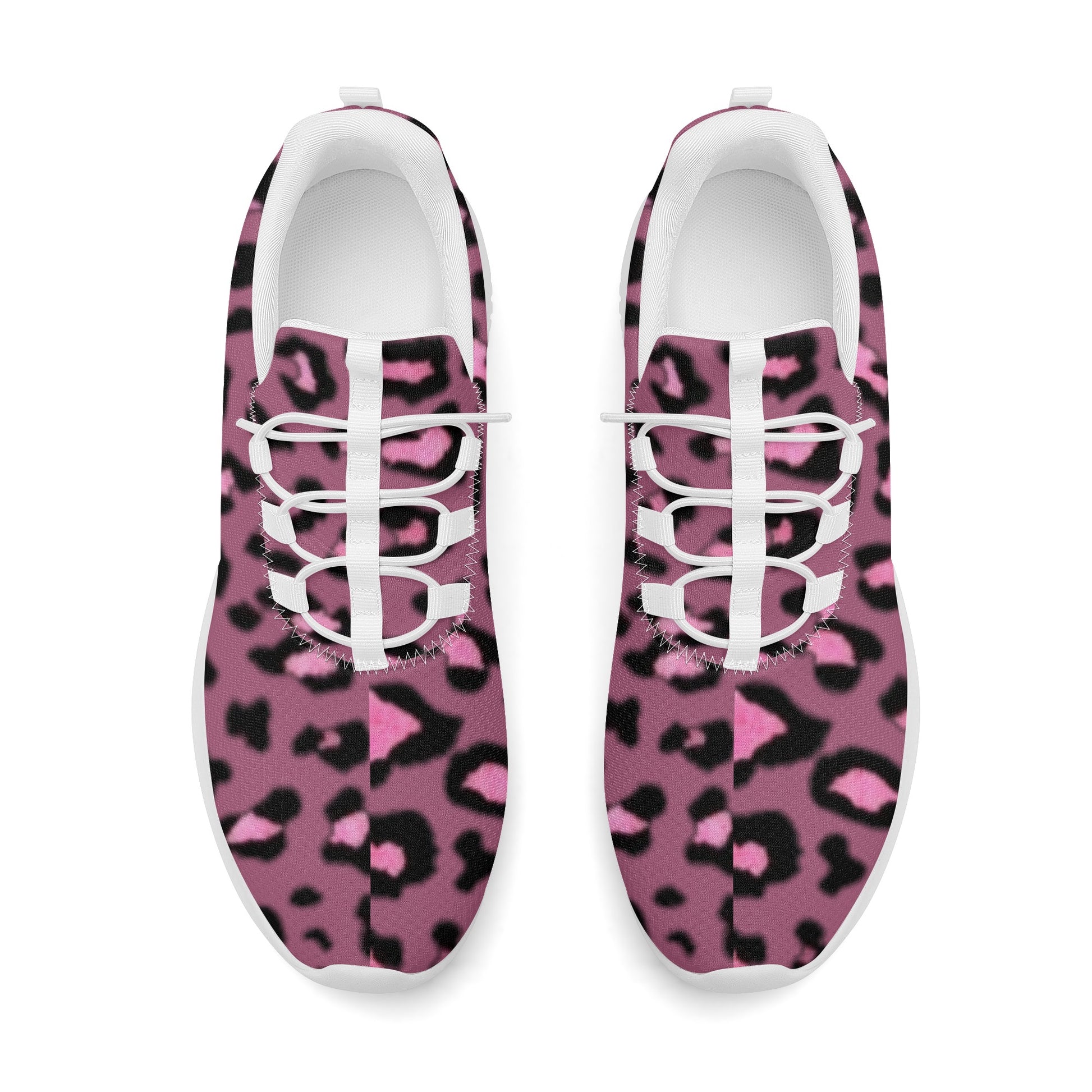 Women's Purple & Pink Leopard Print Lace Up Front Runing Shoes - NocturnalExpressions