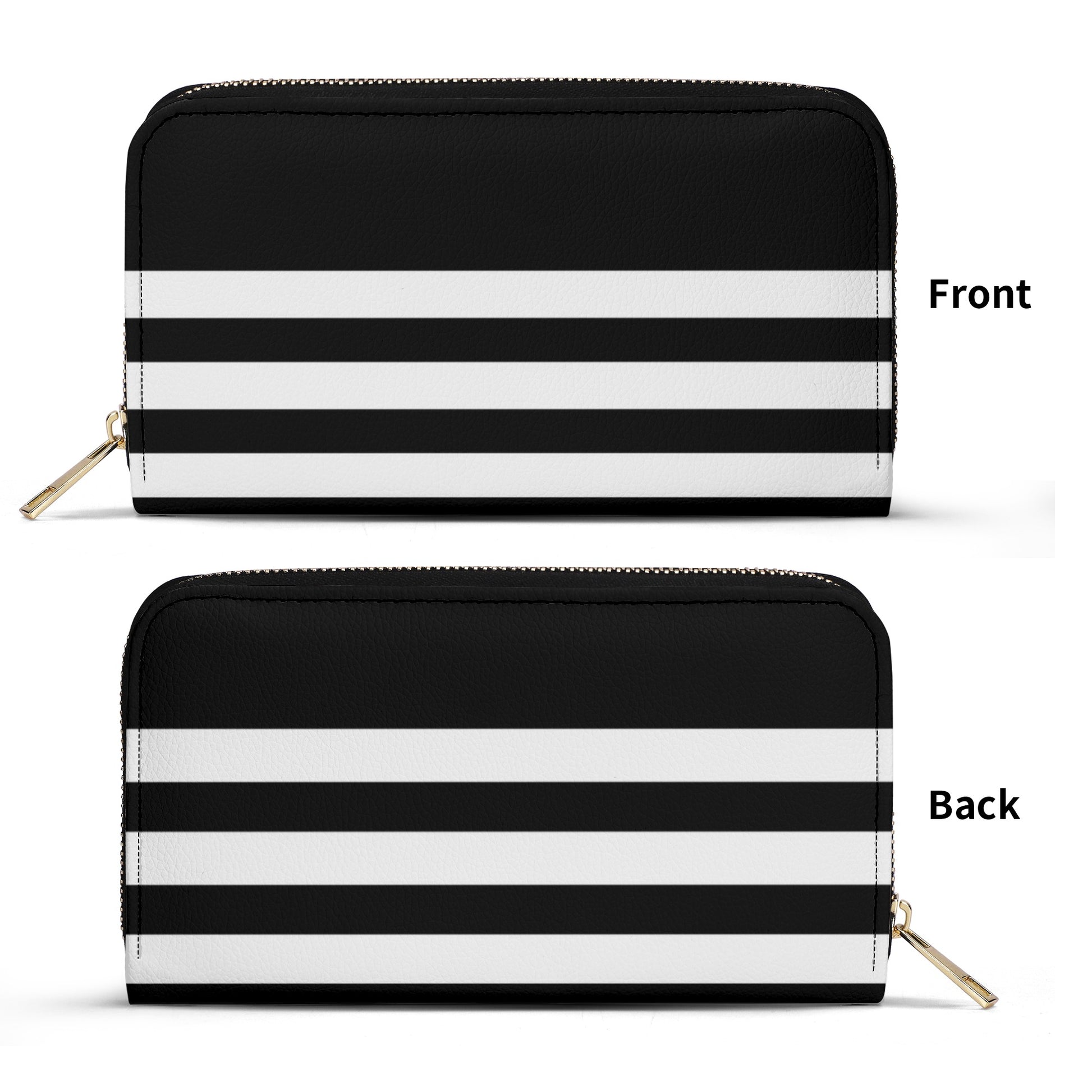 Black With White Stripes PU Leather Wallet - NocturnalExpressions