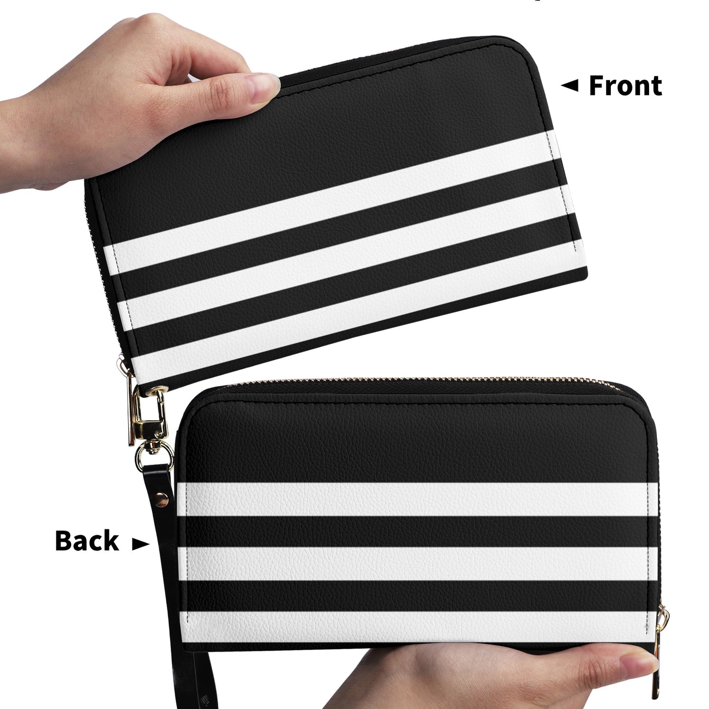 Black With White Stripes PU Leather Wallet - NocturnalExpressions