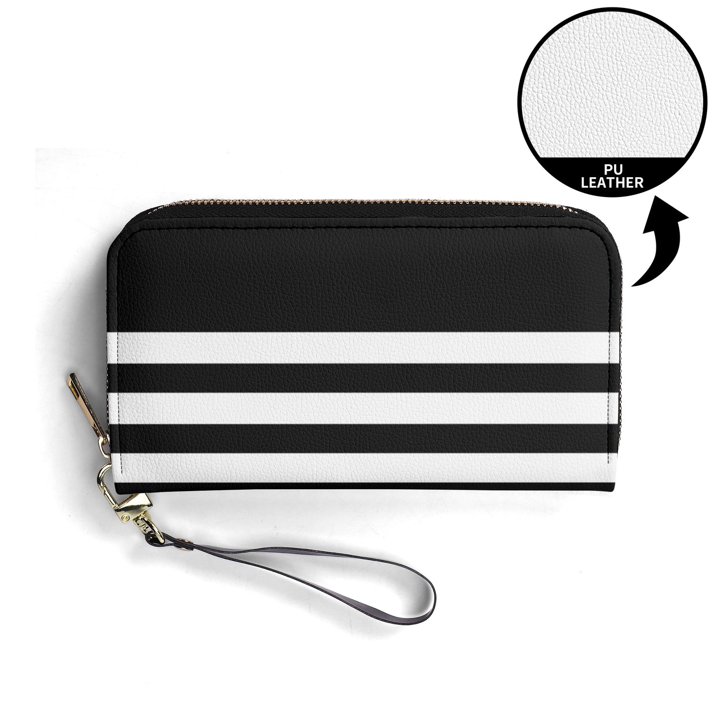 Black With White Stripes PU Leather Wallet - NocturnalExpressions