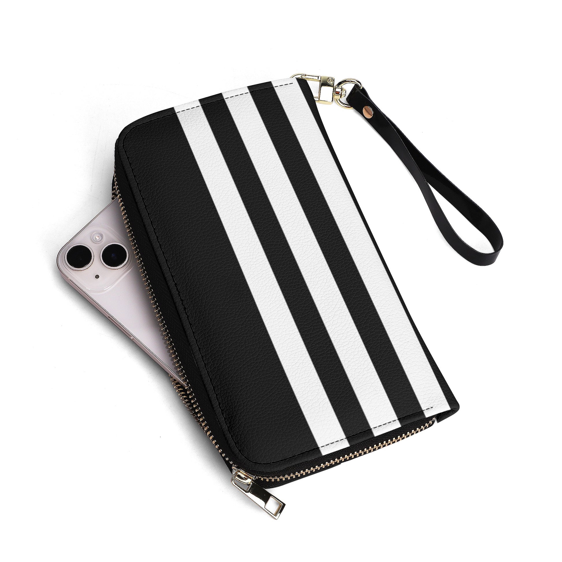 Black With White Stripes PU Leather Wallet - NocturnalExpressions