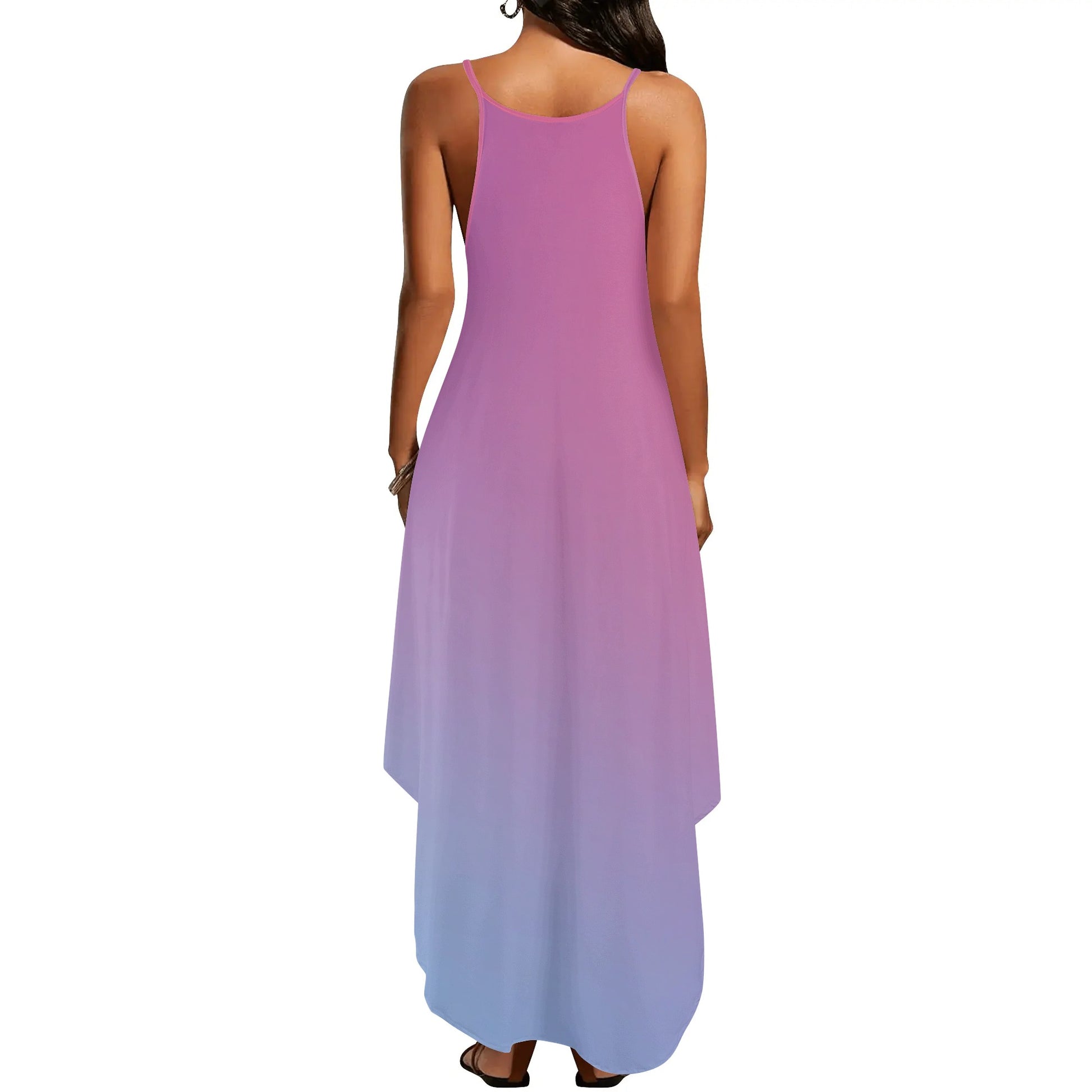 Womens Pink & Purple Color Gradient Elegant Sleeveless Sundress - NocturnalExpressions