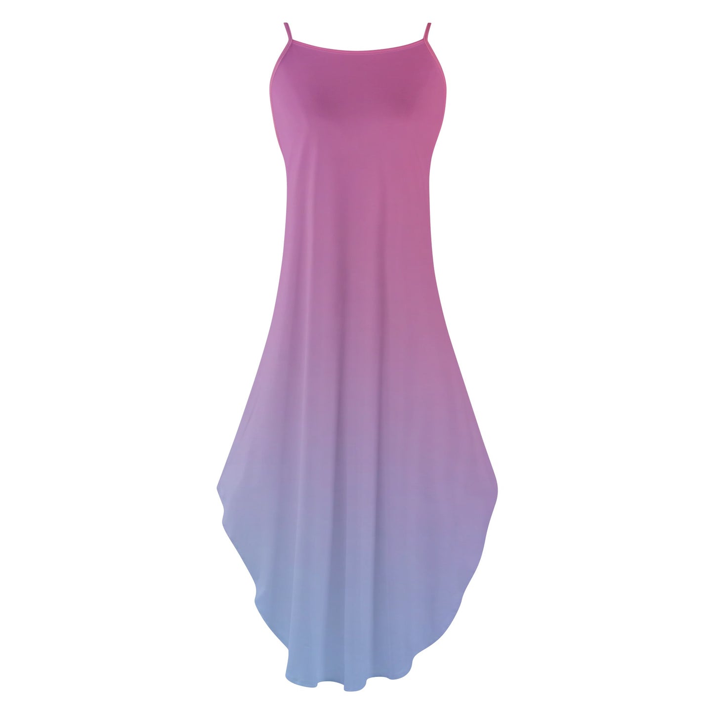 Womens Pink & Purple Color Gradient Elegant Sleeveless Sundress - NocturnalExpressions