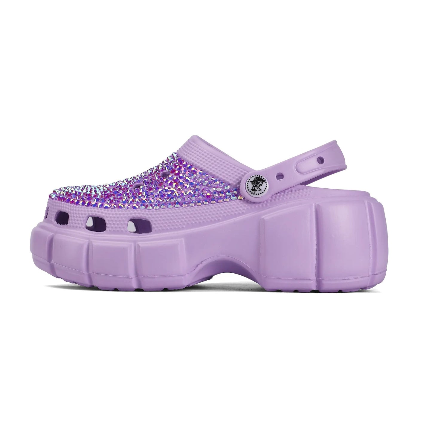 Womens Purple EVA Sole Rhinestone Bling Clogs with Logo - NocturnalExpressions