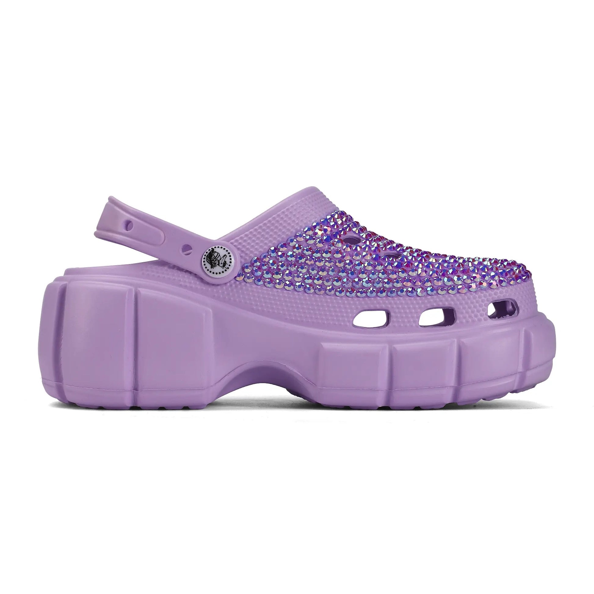 Womens Purple EVA Sole Rhinestone Bling Clogs with Logo - NocturnalExpressions