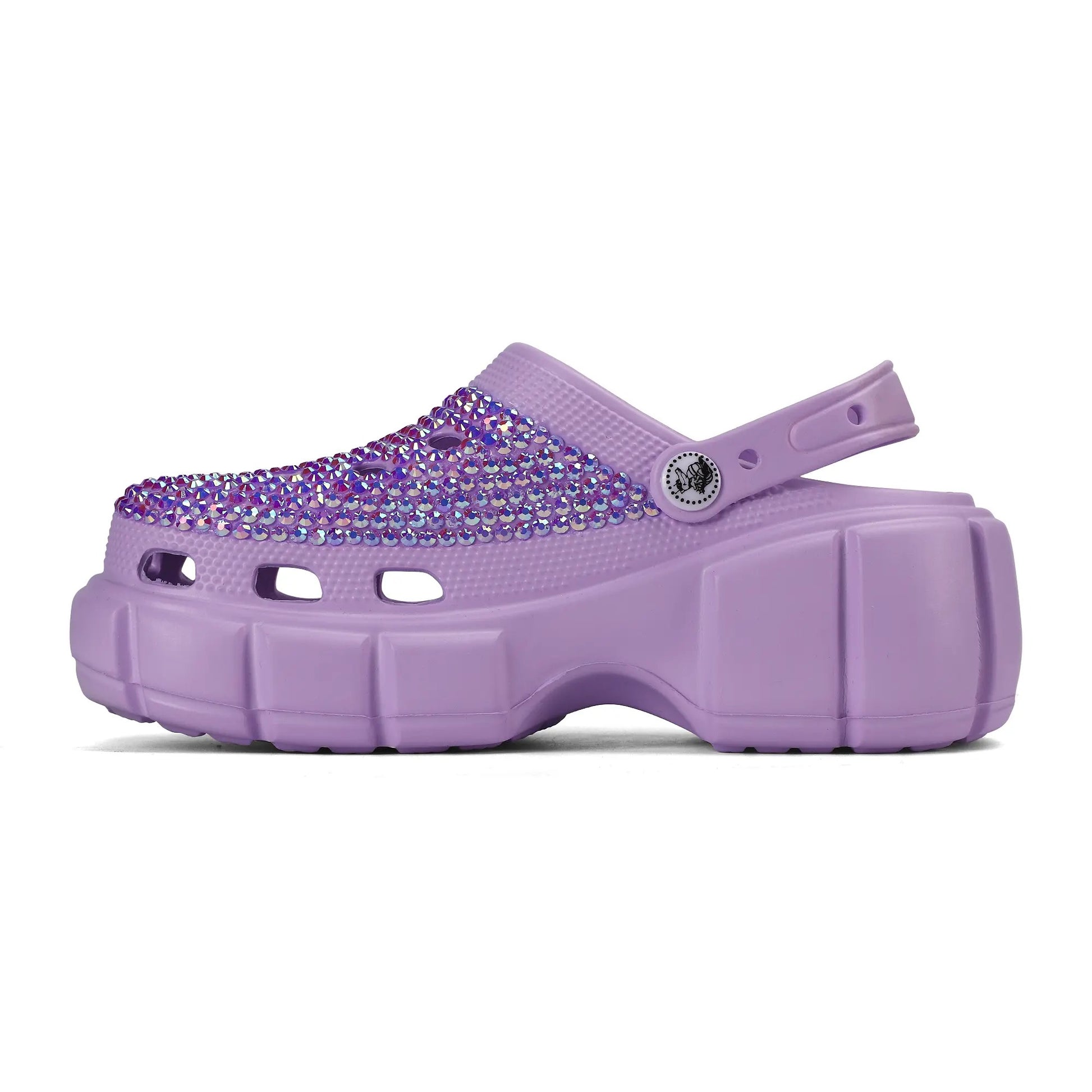 Womens Purple EVA Sole Rhinestone Bling Clogs with Logo - NocturnalExpressions