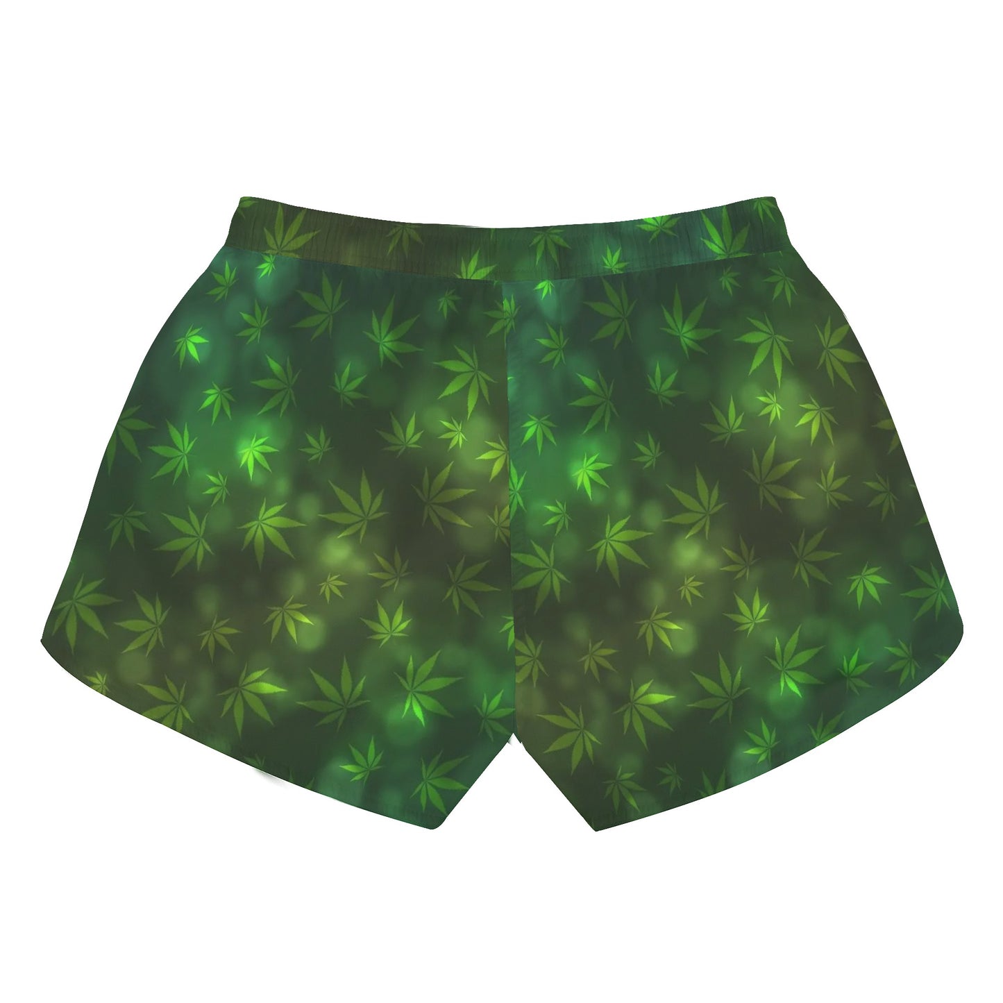 Womens Potleaf Pattern Casual Beach Shorts with Drawstrings - NocturnalExpressions