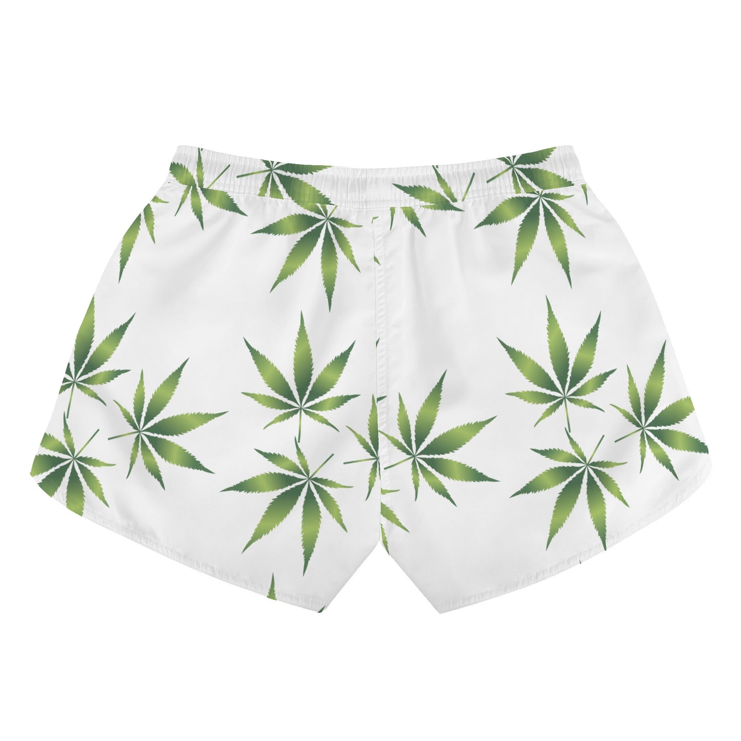 Womens Potleaf Pattern Casual Beach Shorts with Drawstrings - NocturnalExpressions