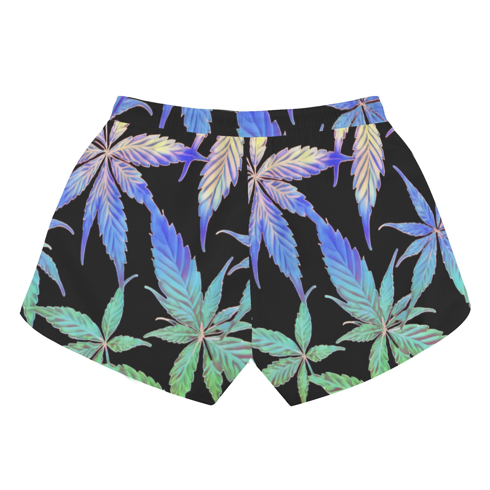 Womens Potleaf Pattern Casual Beach Shorts with Drawstrings - NocturnalExpressions